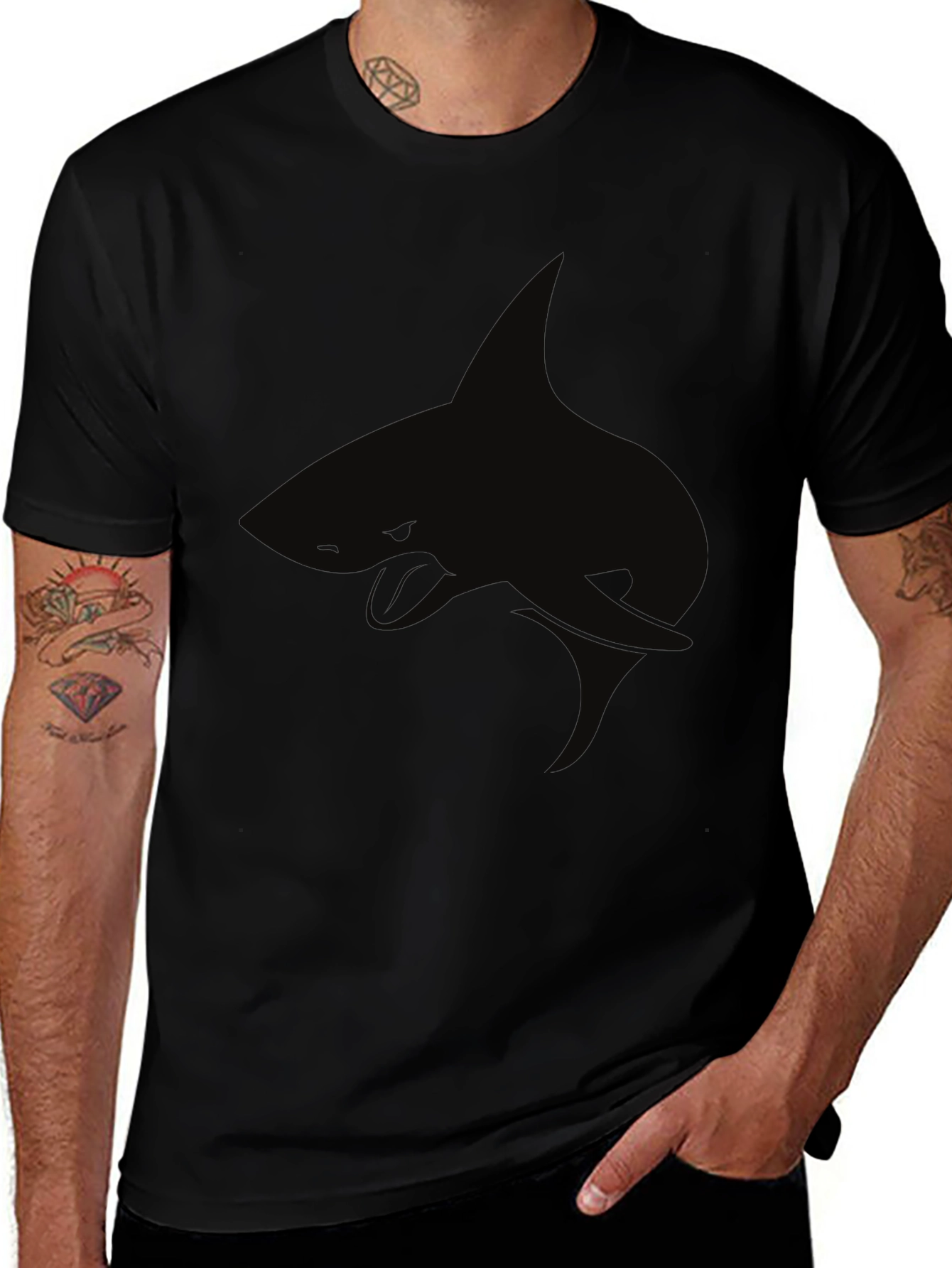 Black Shark Graphic Tee - Cool Casual Style