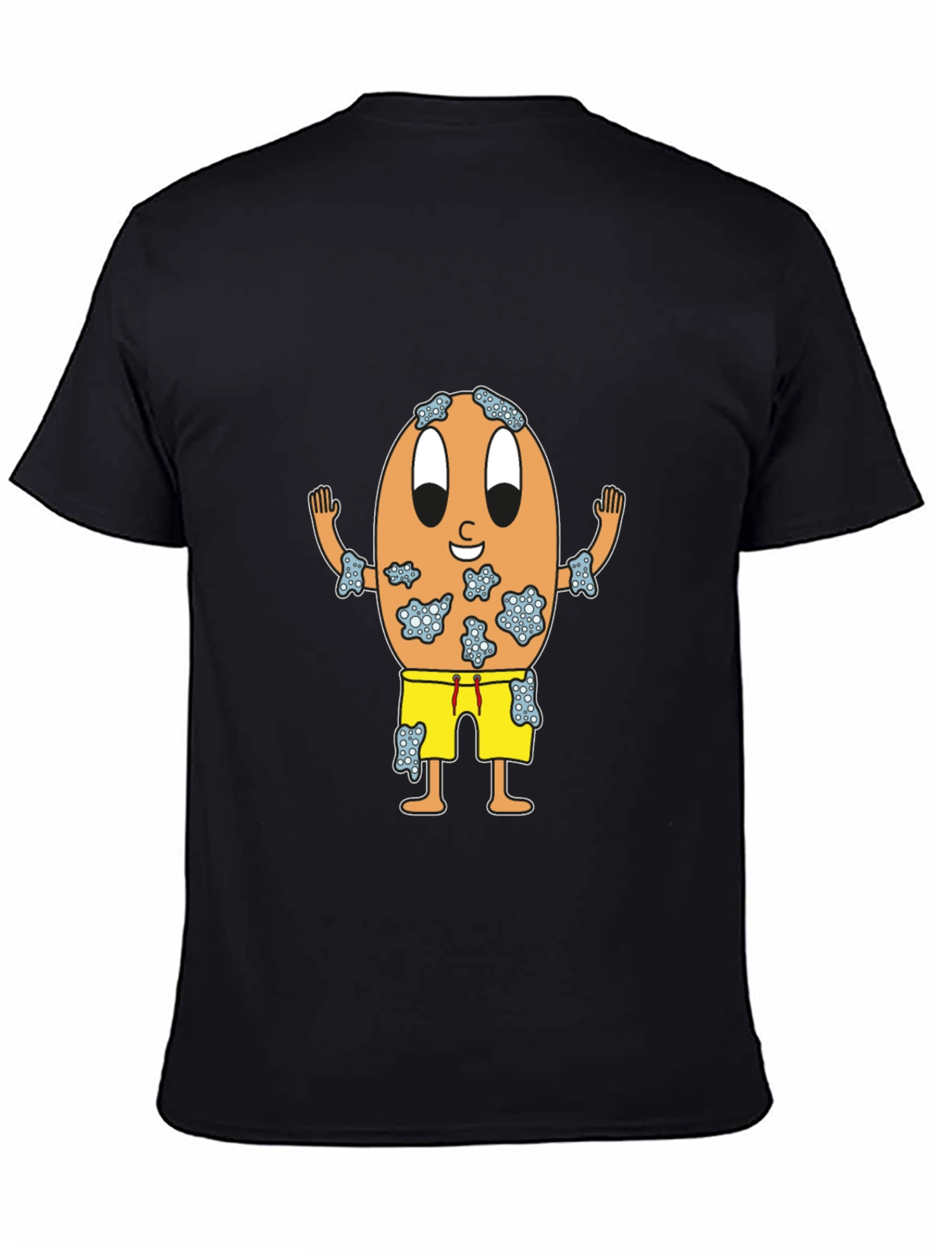 Funny Egg Cartoon Black T-Shirt