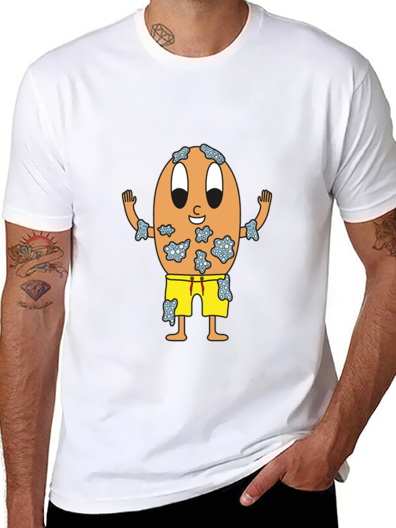Funny Egg Cartoon Black T-Shirt
