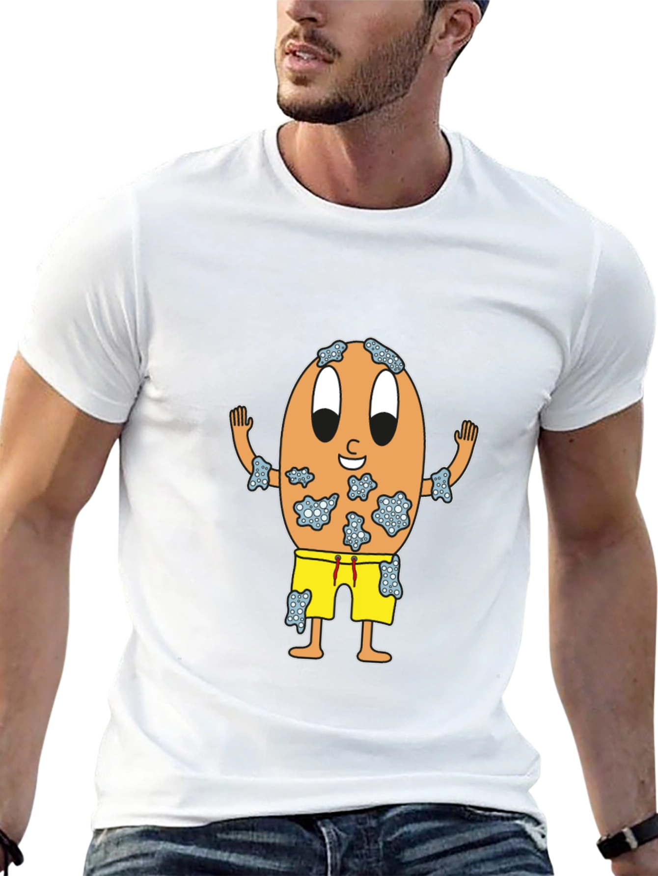 Funny Egg Cartoon Black T-Shirt