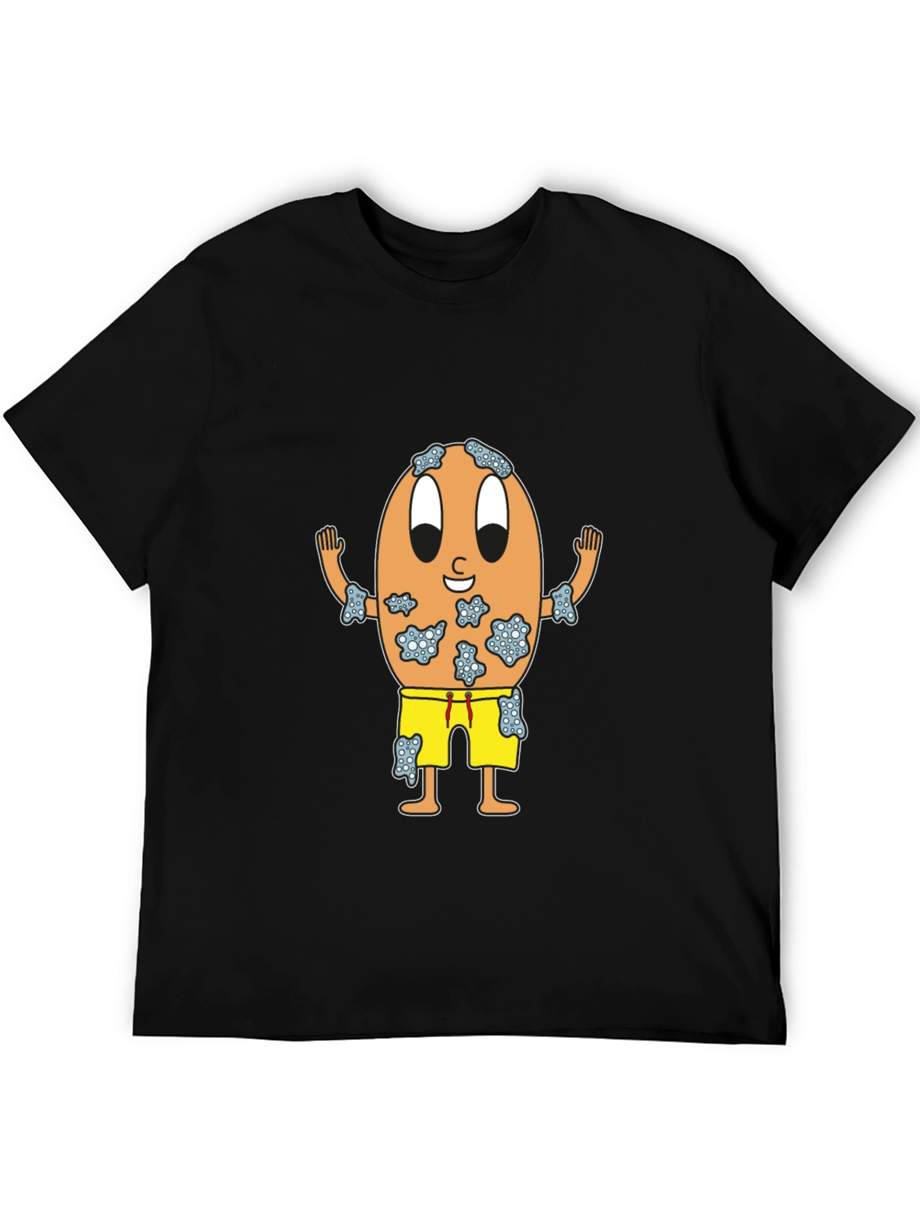 Funny Egg Cartoon Black T-Shirt