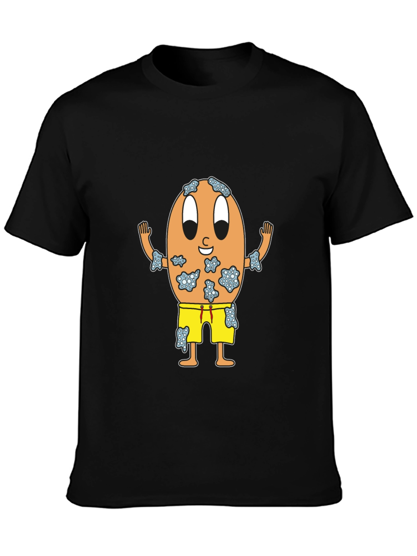 Funny Egg Cartoon Black T-Shirt