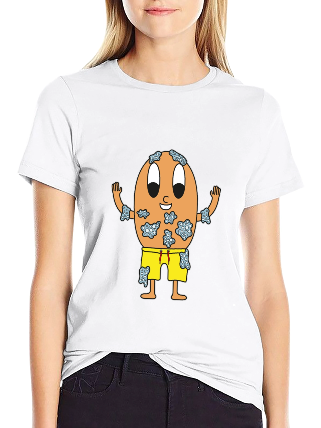 Funny Egg Cartoon Black T-Shirt