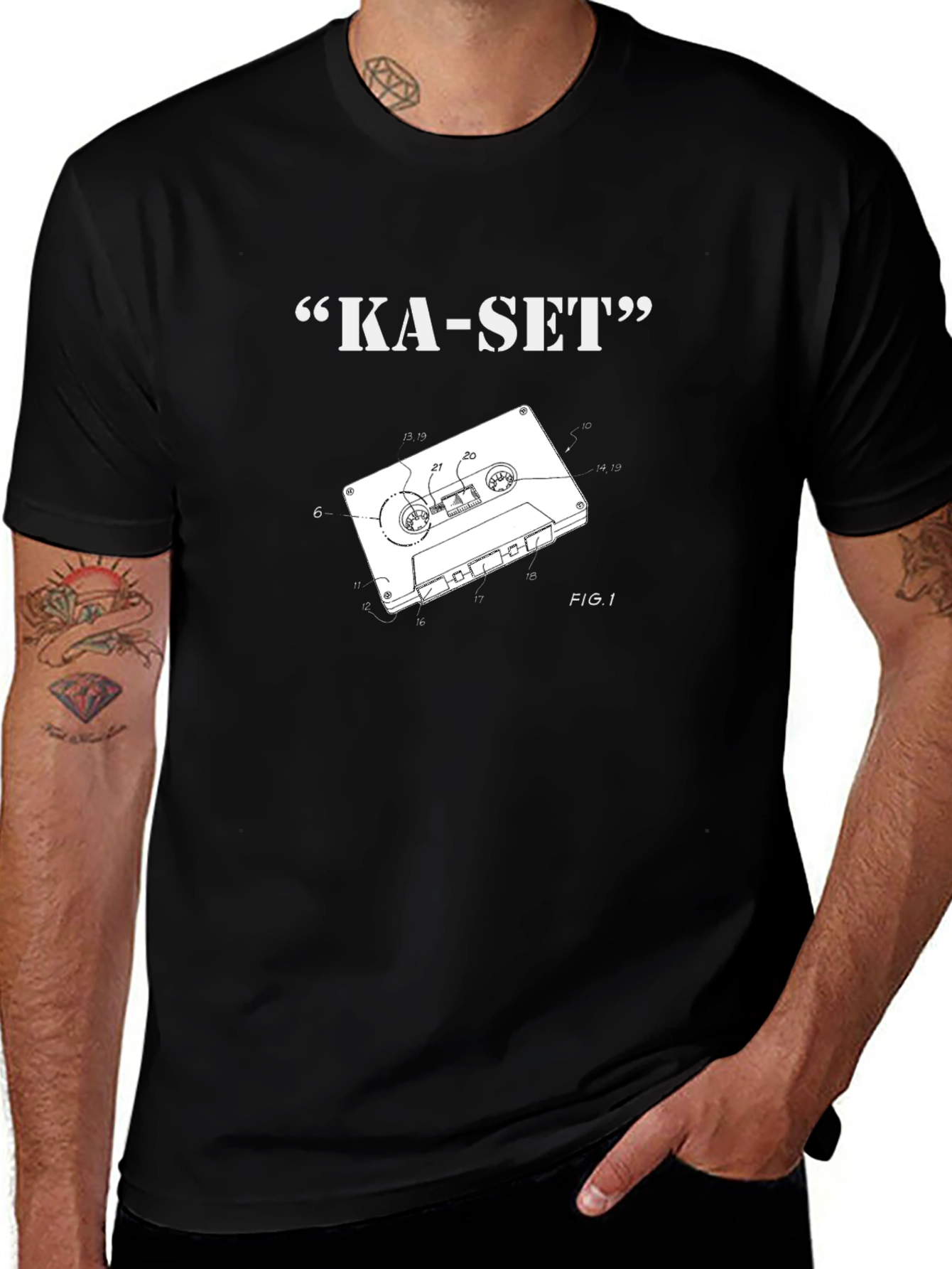 Retro KA-SET Cassette Tape Black T-Shirt