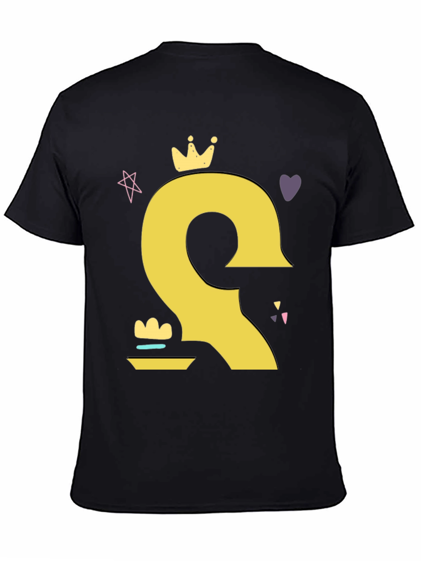 Crown Cartoon Style Black T-Shirt