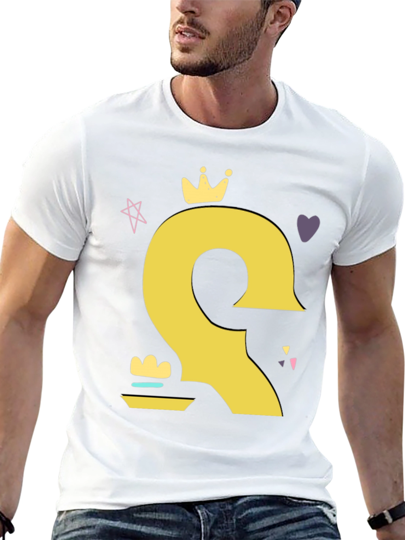 Crown Cartoon Style Black T-Shirt