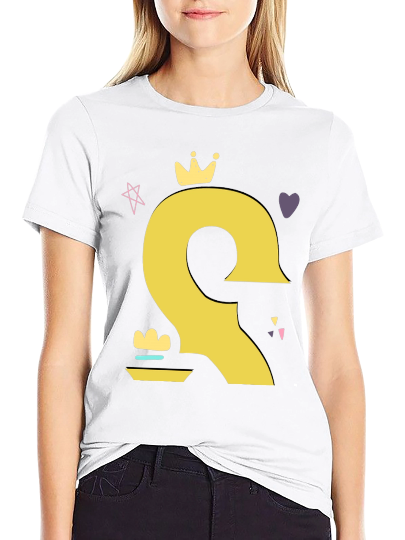 Crown Cartoon Style Black T-Shirt
