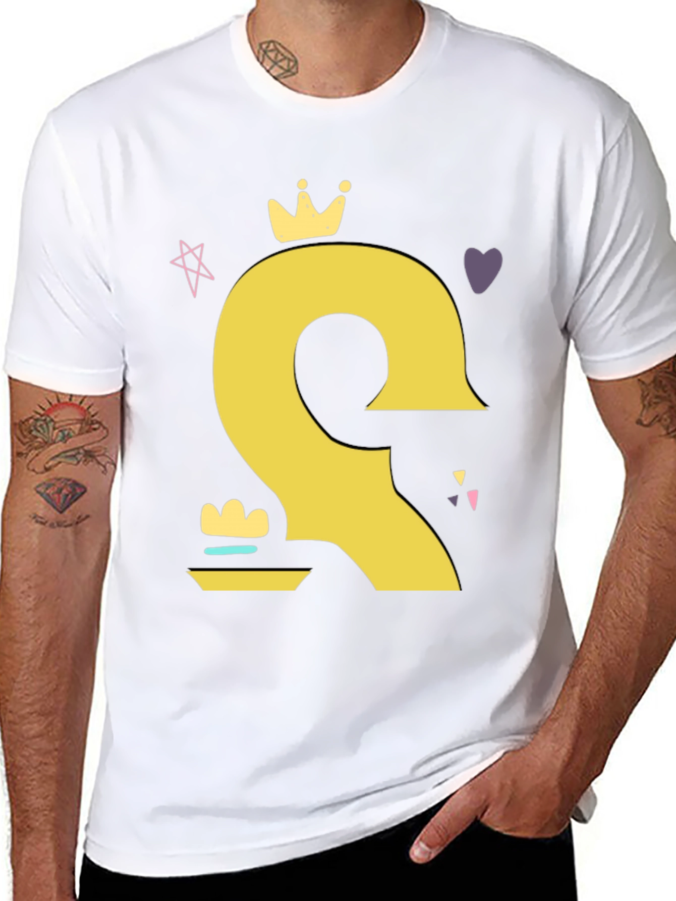 Crown Cartoon Style Black T-Shirt