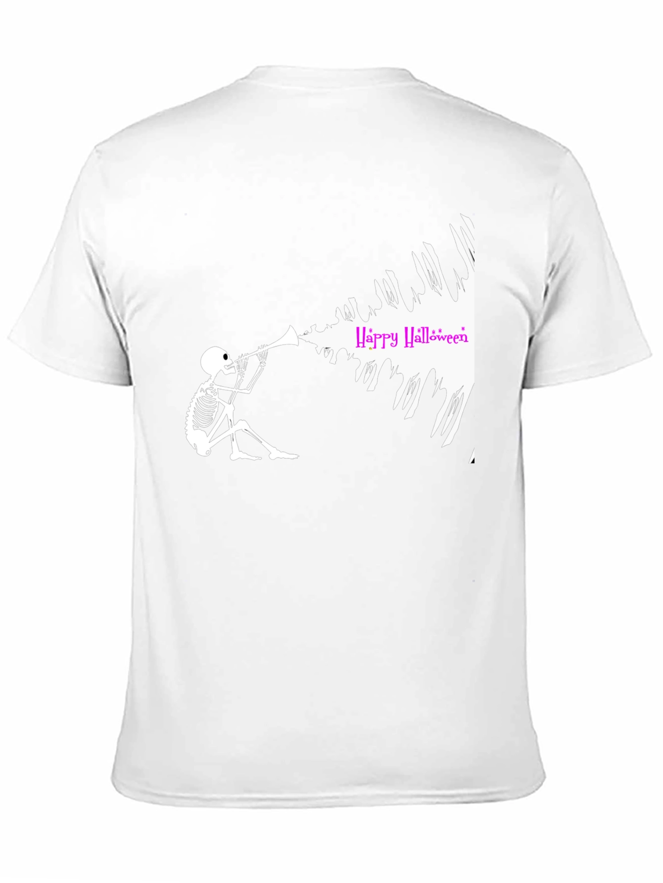 Halloween Skeleton Trumpet Black T-Shirt