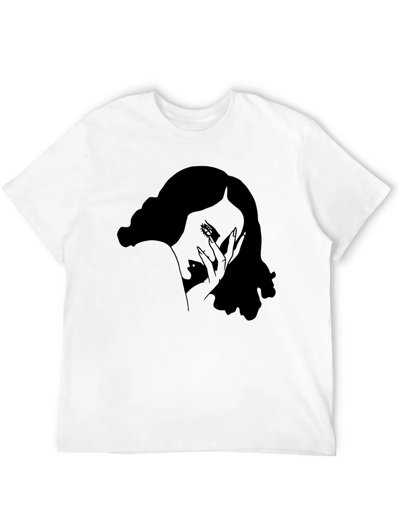 Stylish Black T-Shirt with Woman Portrait Graphic