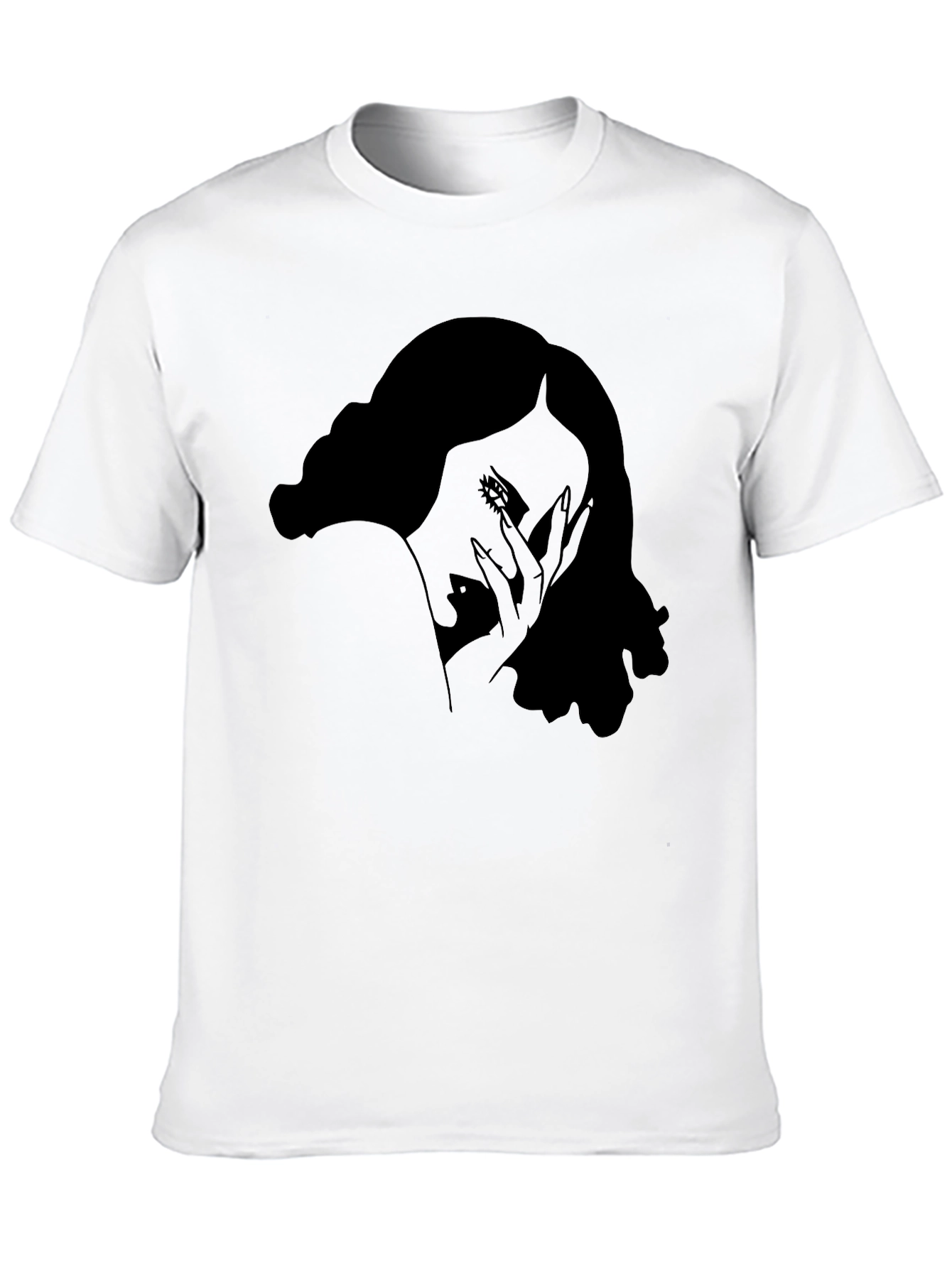 Stylish Black T-Shirt with Woman Portrait Graphic