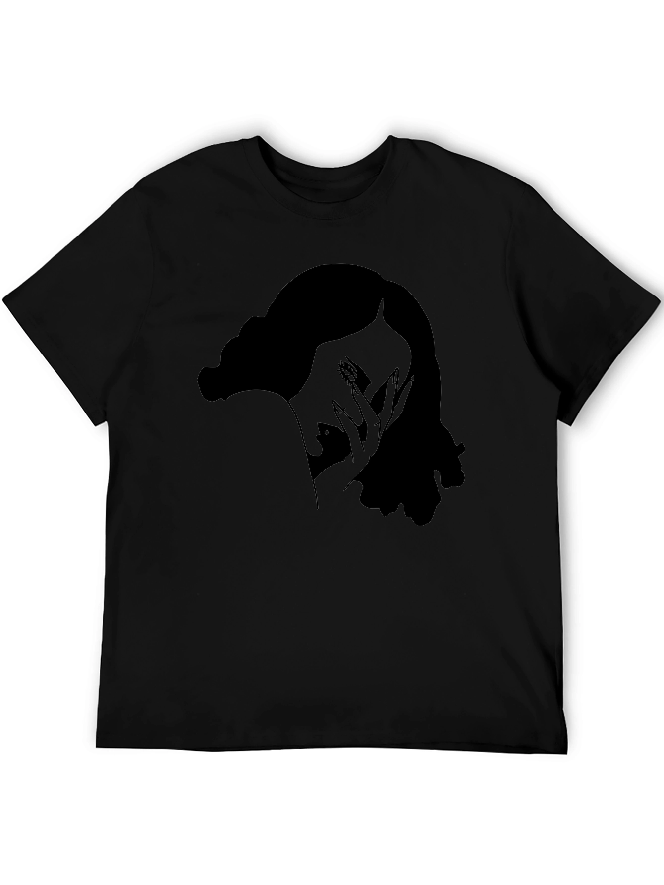 Stylish Black T-Shirt with Woman Portrait Graphic