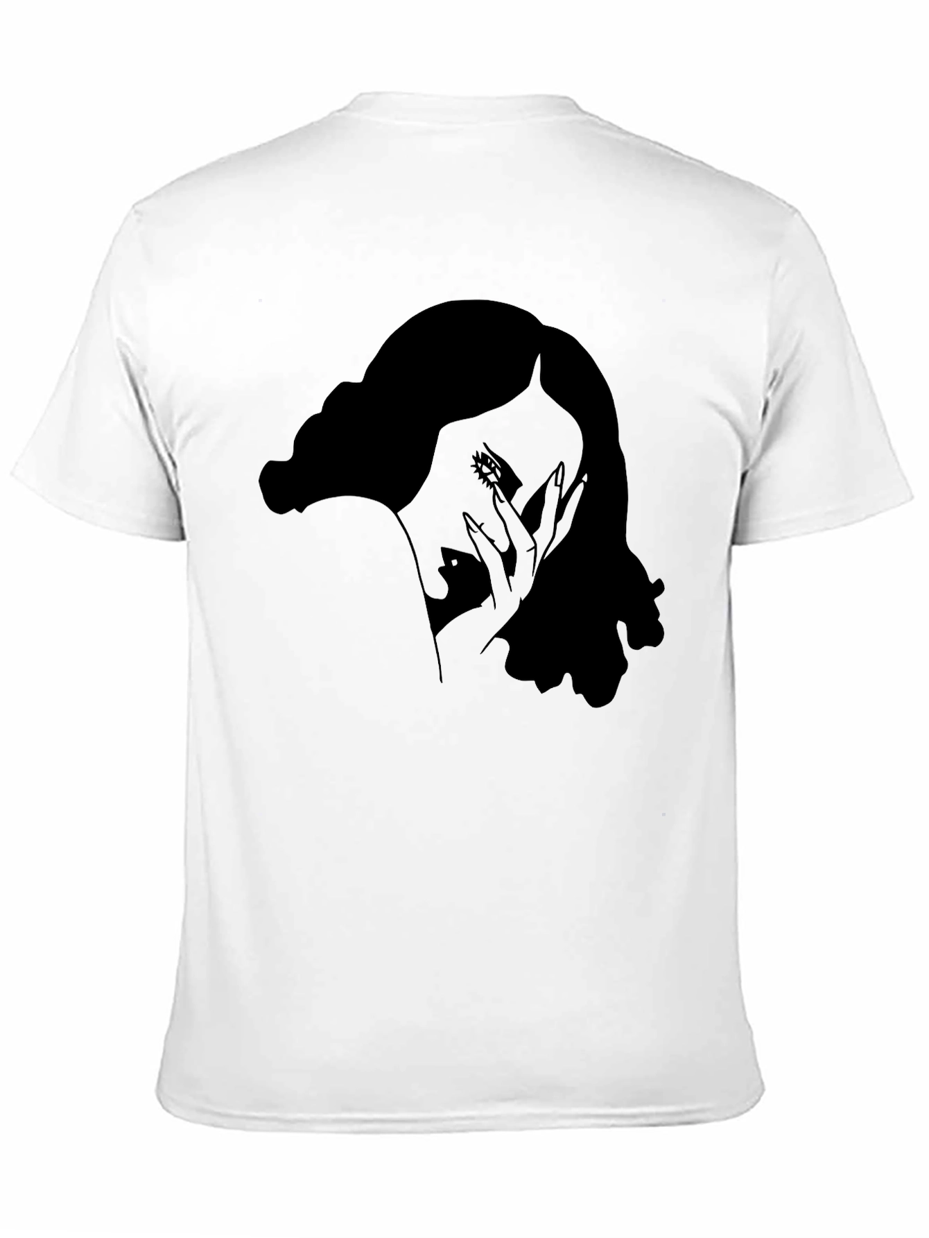 Stylish Black T-Shirt with Woman Portrait Graphic
