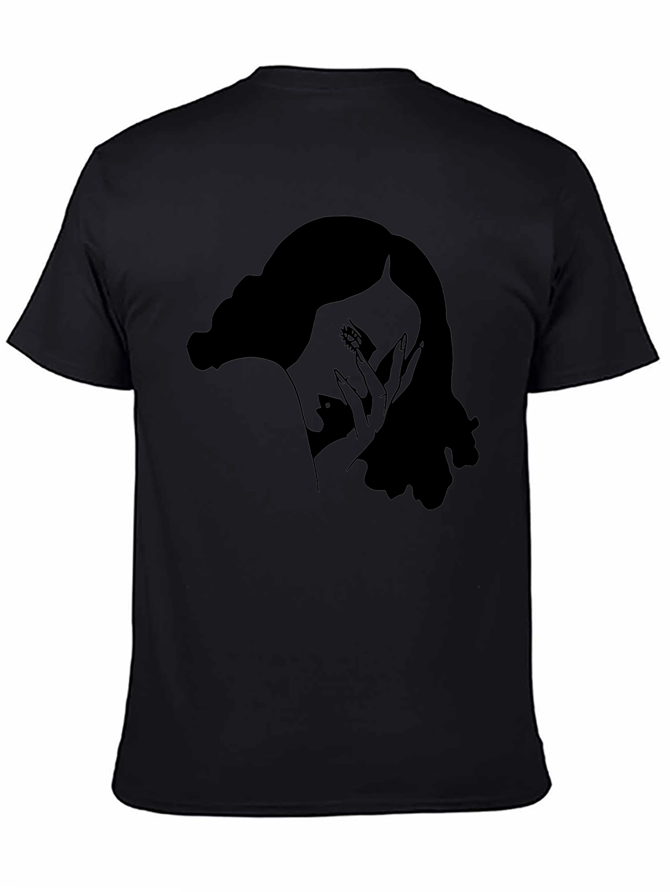 Stylish Black T-Shirt with Woman Portrait Graphic