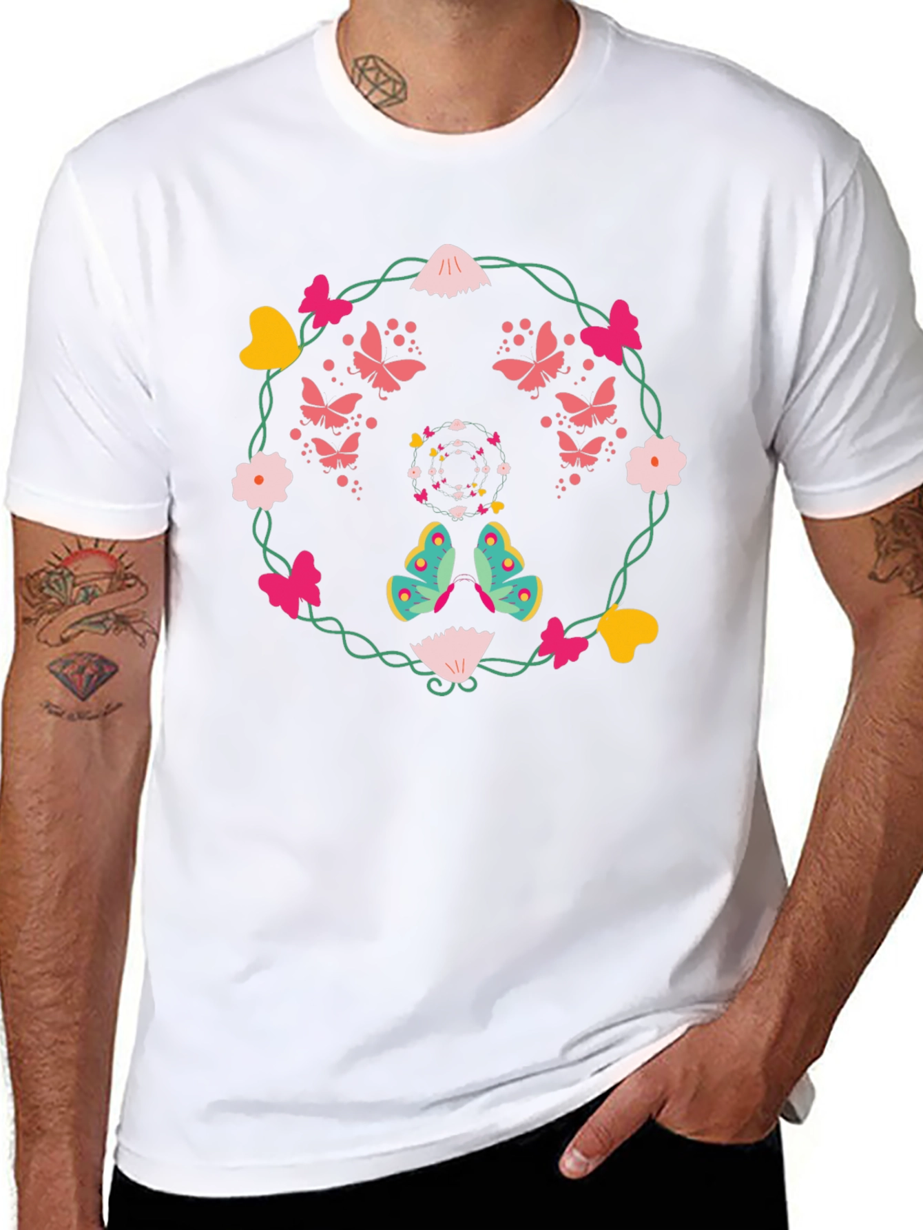 Butterfly & Floral Wreath Graphic Tee