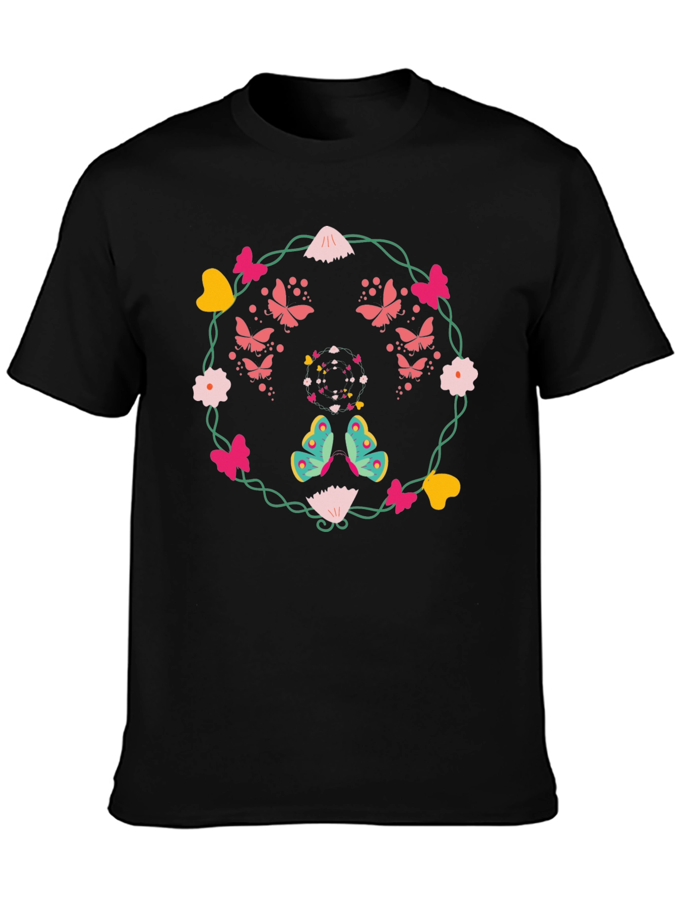 Butterfly & Floral Wreath Graphic Tee