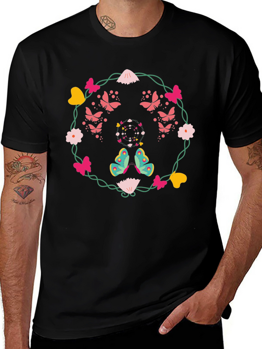 Butterfly & Floral Wreath Graphic Tee