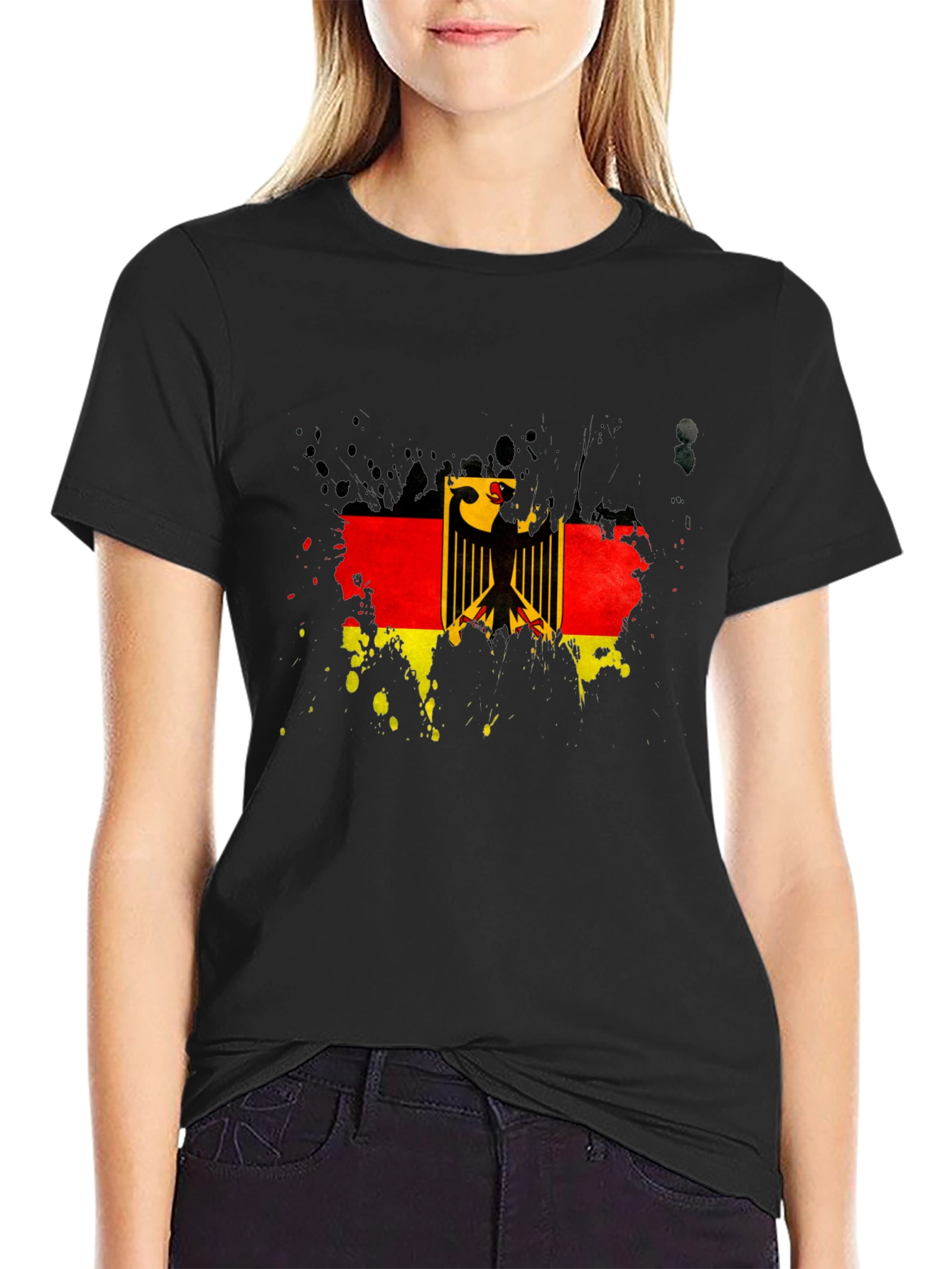 German Flag Eagle T-Shirt - Black Graphic Tee