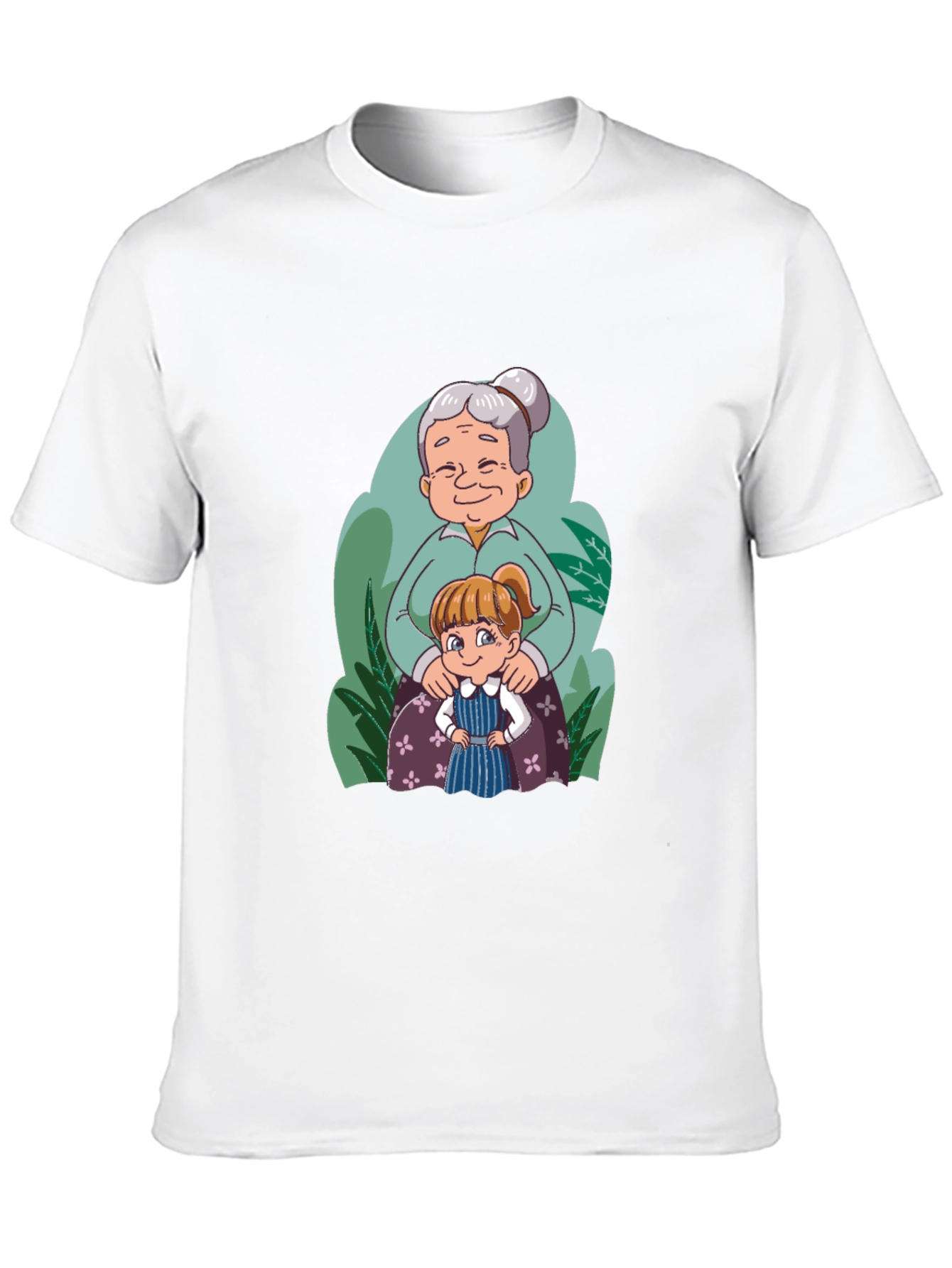 Grandma & Granddaughter Cartoon Black T-Shirt