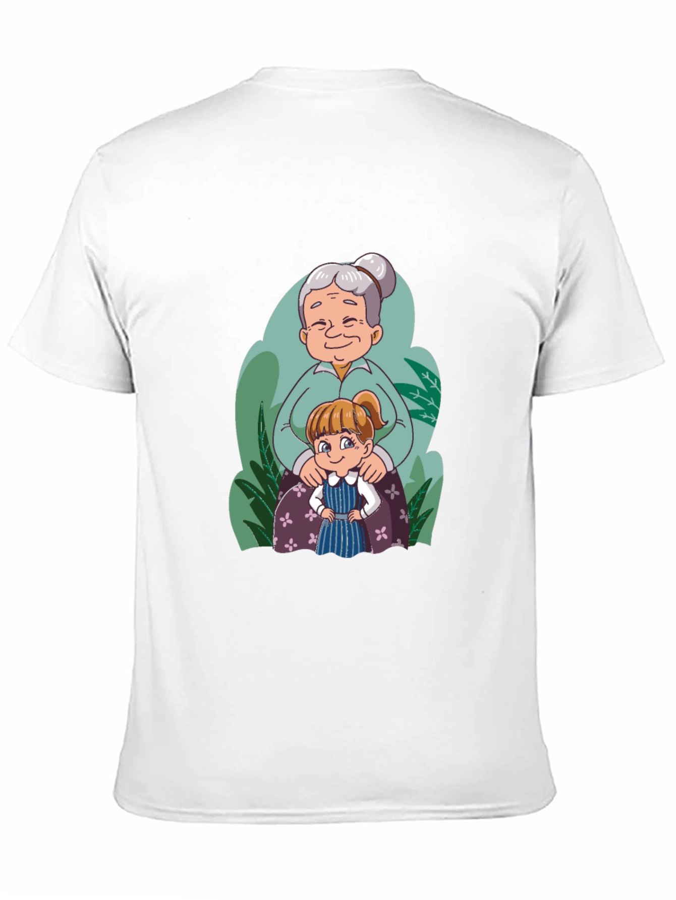 Grandma & Granddaughter Cartoon Black T-Shirt