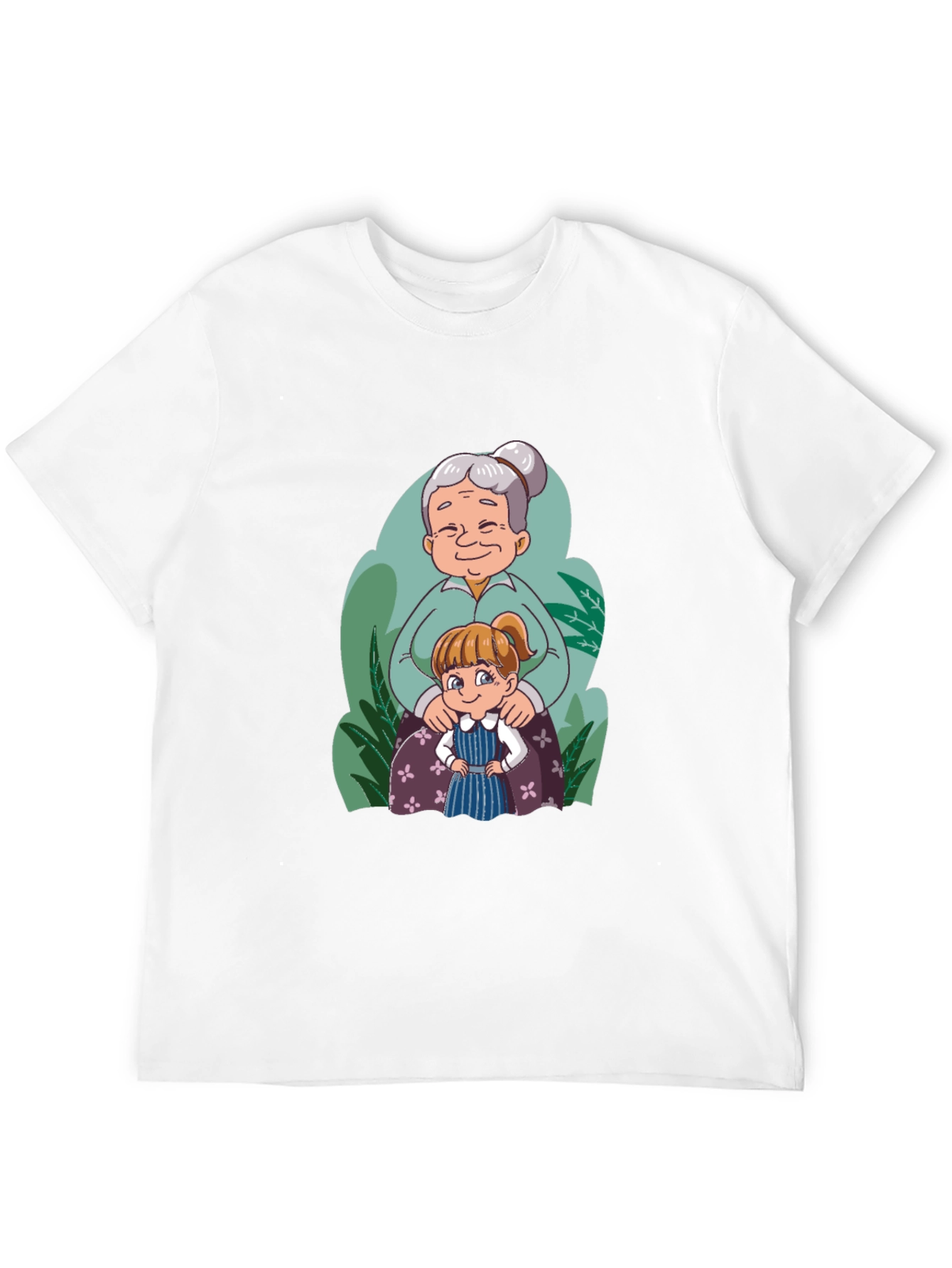 Grandma & Granddaughter Cartoon Black T-Shirt