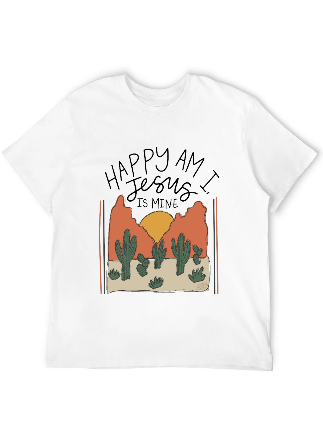 Happy am I Cactus Graphic T-Shirt