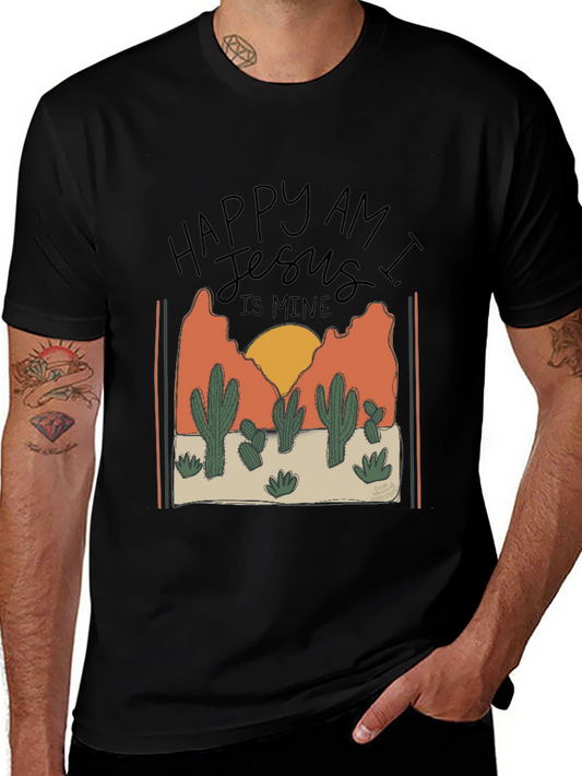 Happy am I Cactus Graphic T-Shirt