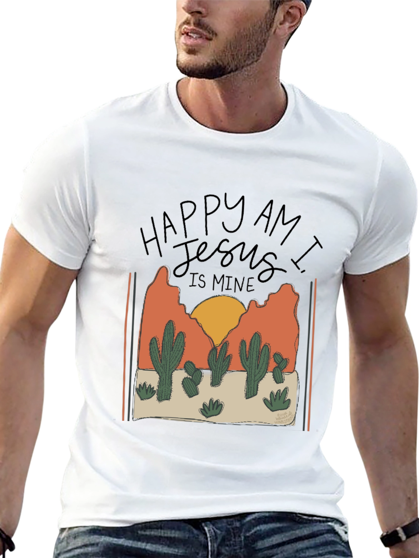 Happy am I Cactus Graphic T-Shirt