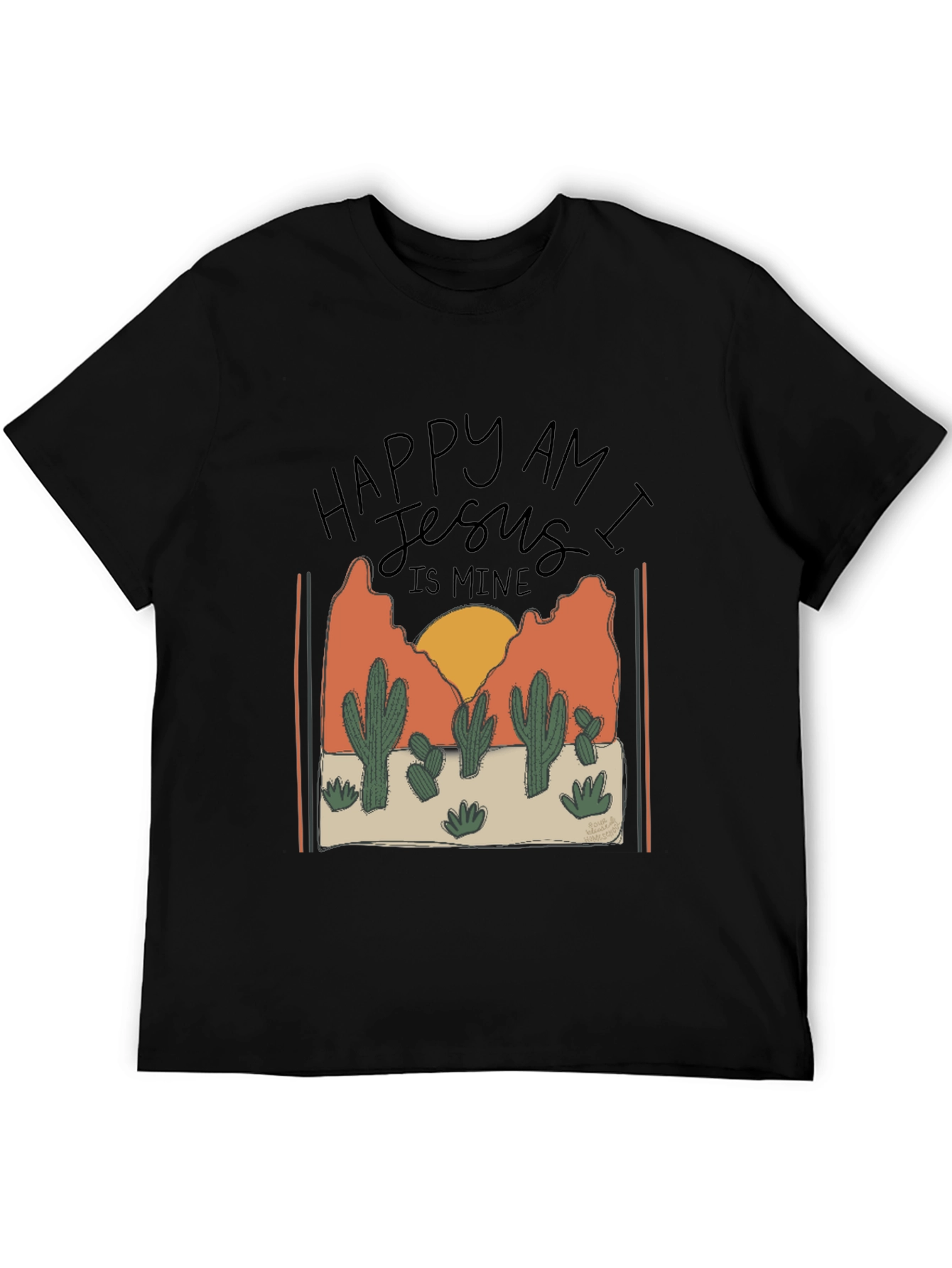 Happy am I Cactus Graphic T-Shirt