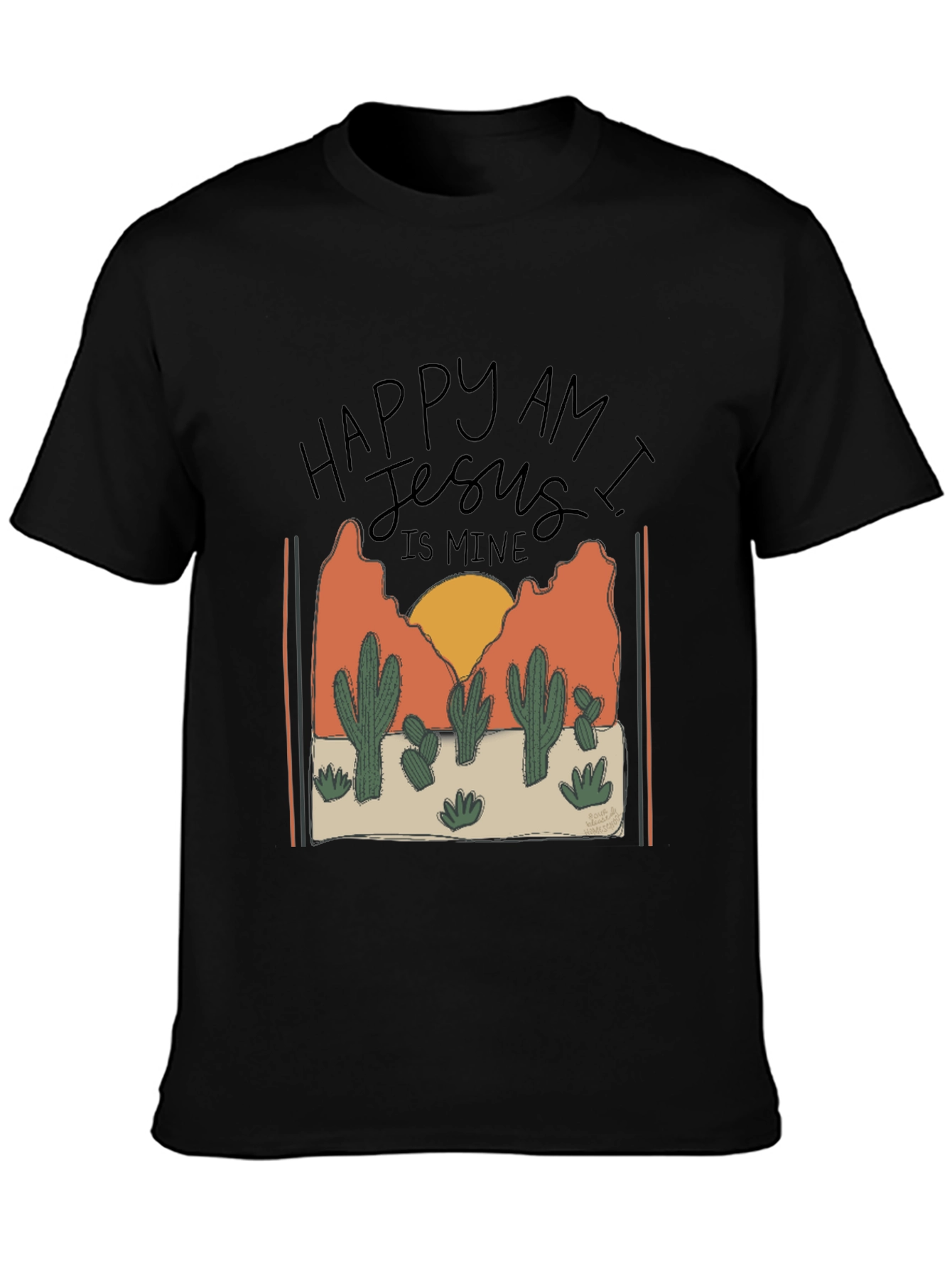 Happy am I Cactus Graphic T-Shirt