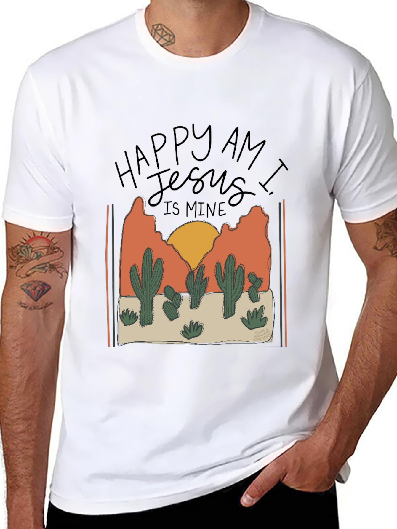 Happy am I Cactus Graphic T-Shirt