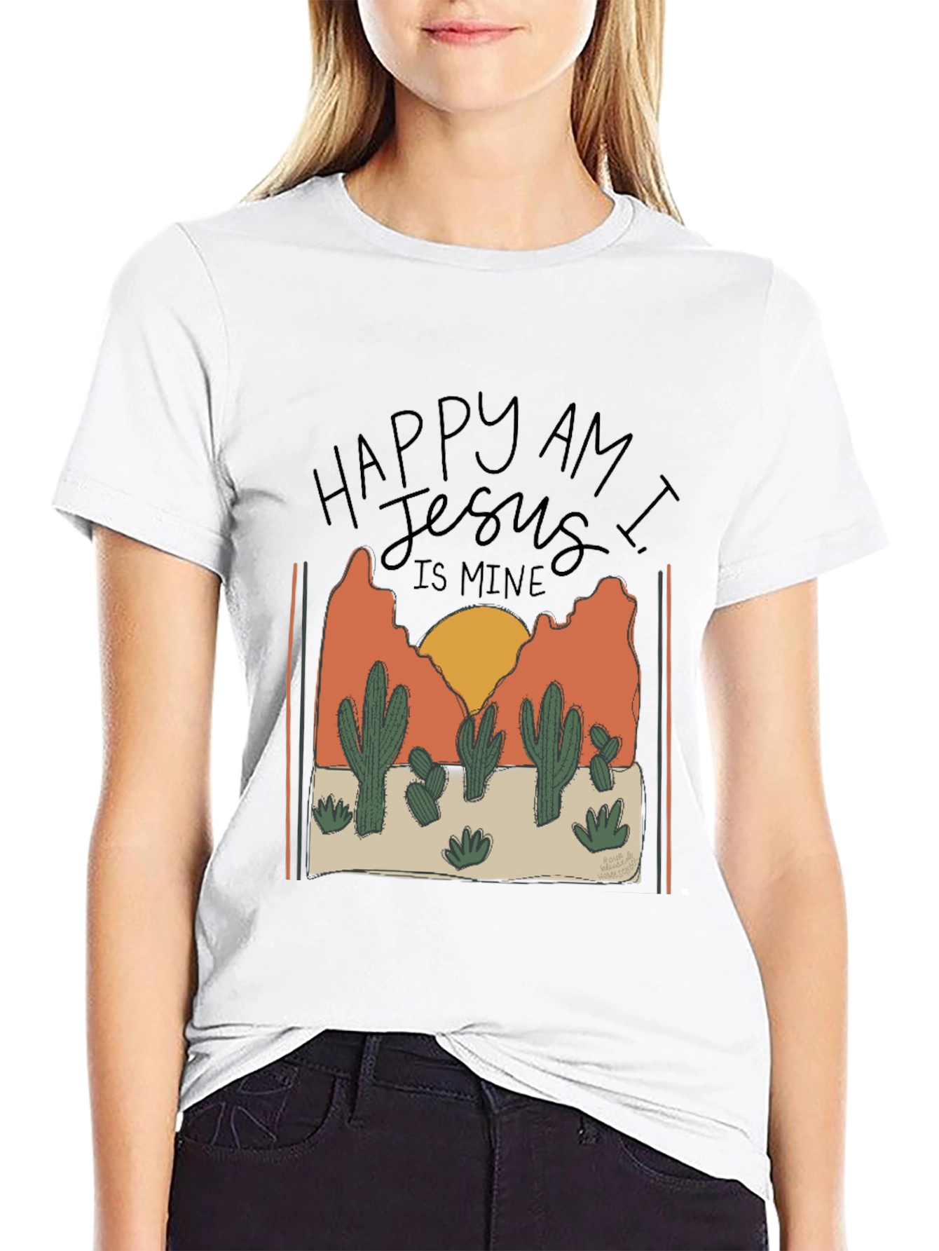 Happy am I Cactus Graphic T-Shirt