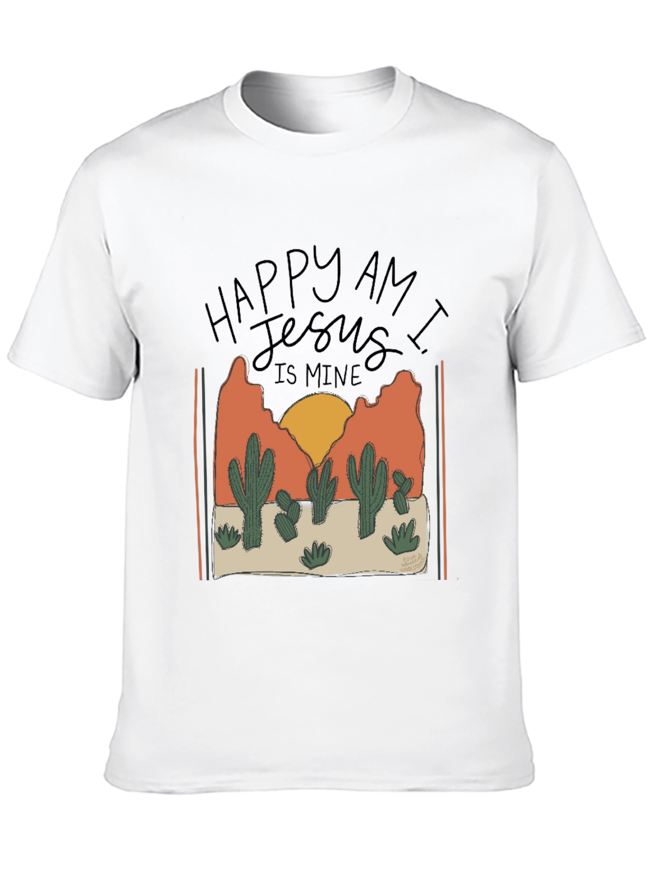 Happy am I Cactus Graphic T-Shirt