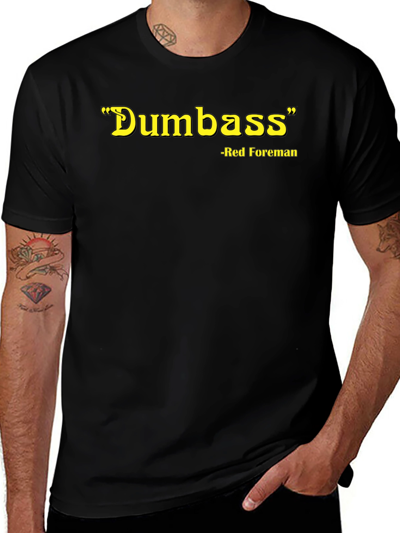 Red Foreman Dumbass Graphic T-Shirt - Black