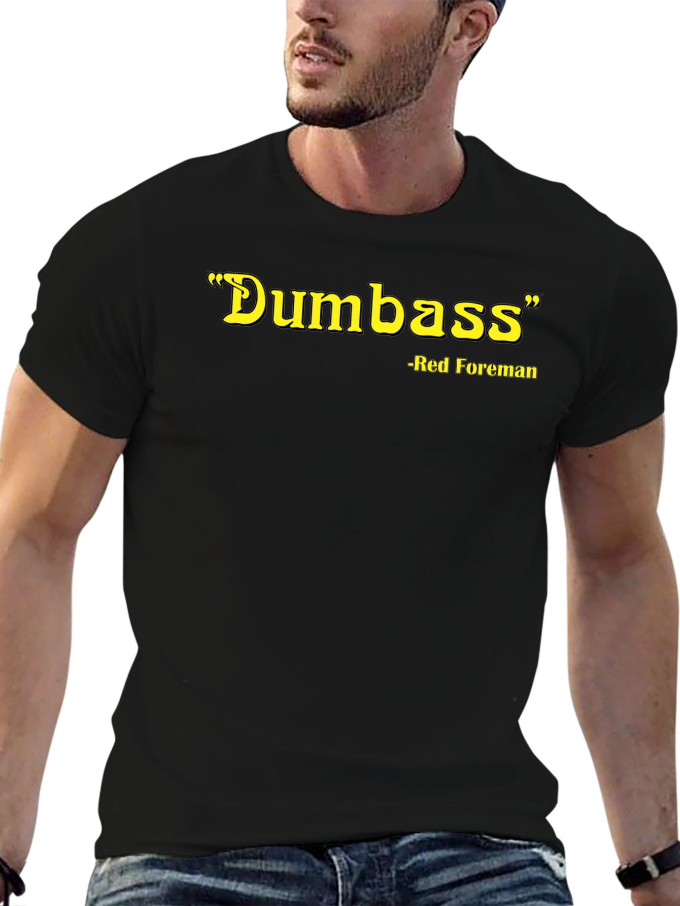 Red Foreman Dumbass Graphic T-Shirt - Black