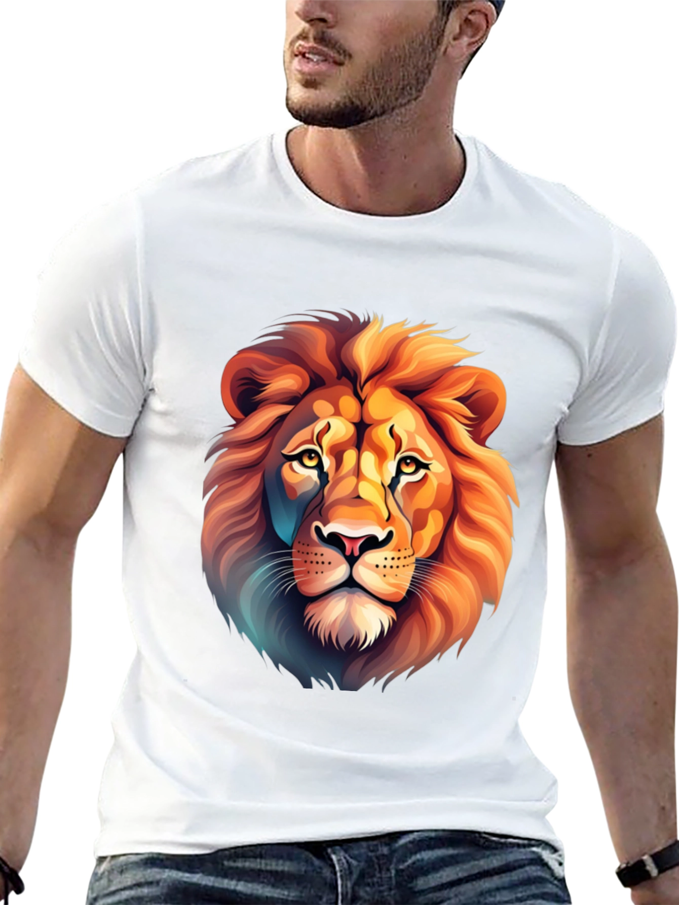 Lion Graphic Tee - Stylish Animal Print Shirt