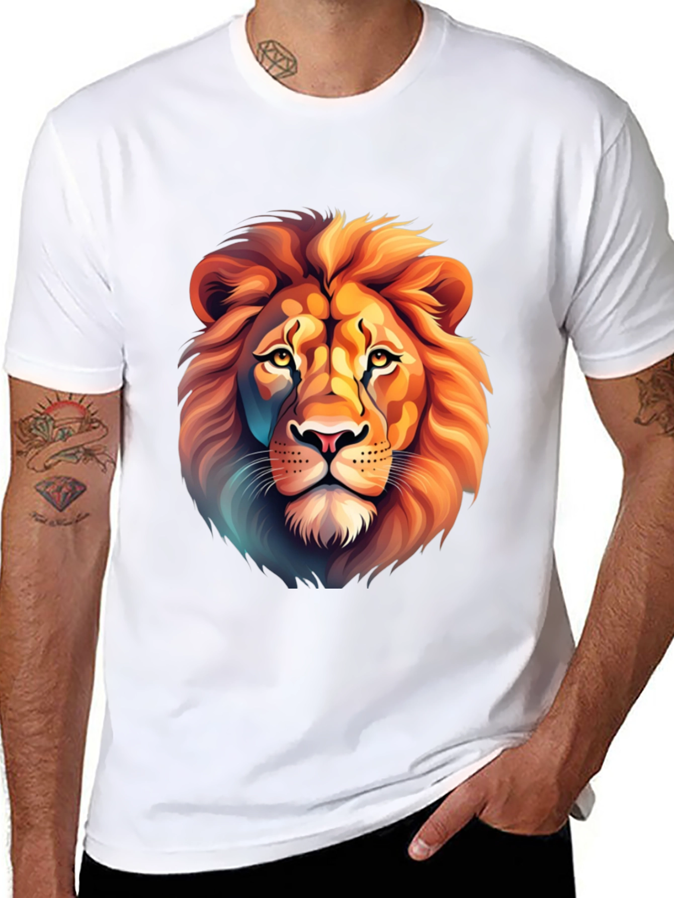 Lion Graphic Tee - Stylish Animal Print Shirt