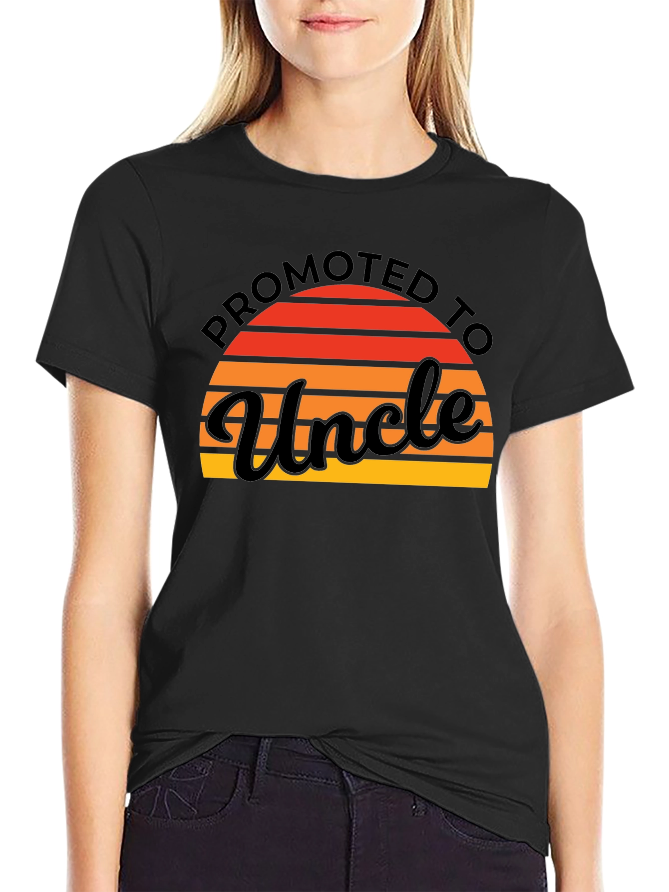 Promoted to Uncle Graphic Tee - Black
