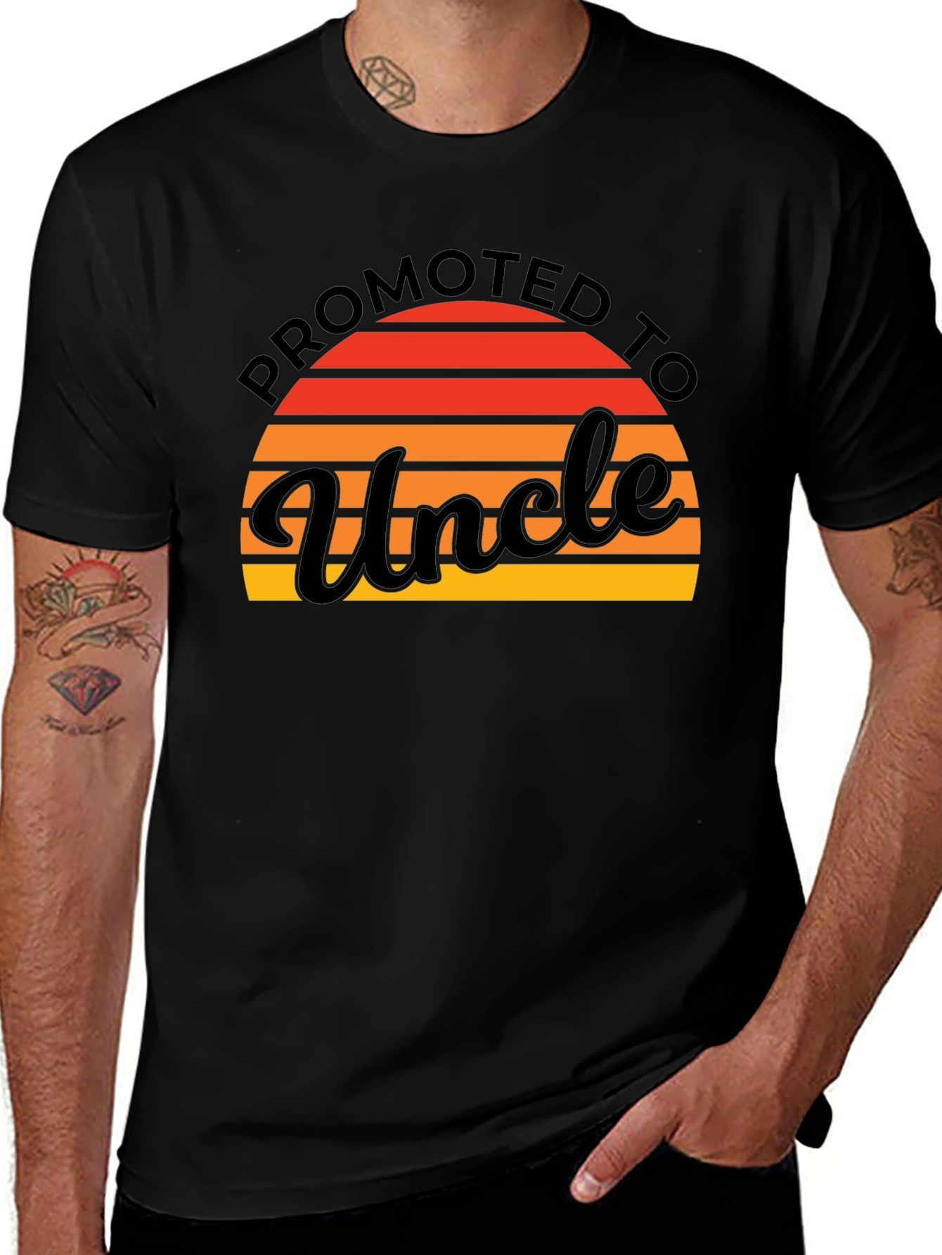 Promoted to Uncle Graphic Tee - Black