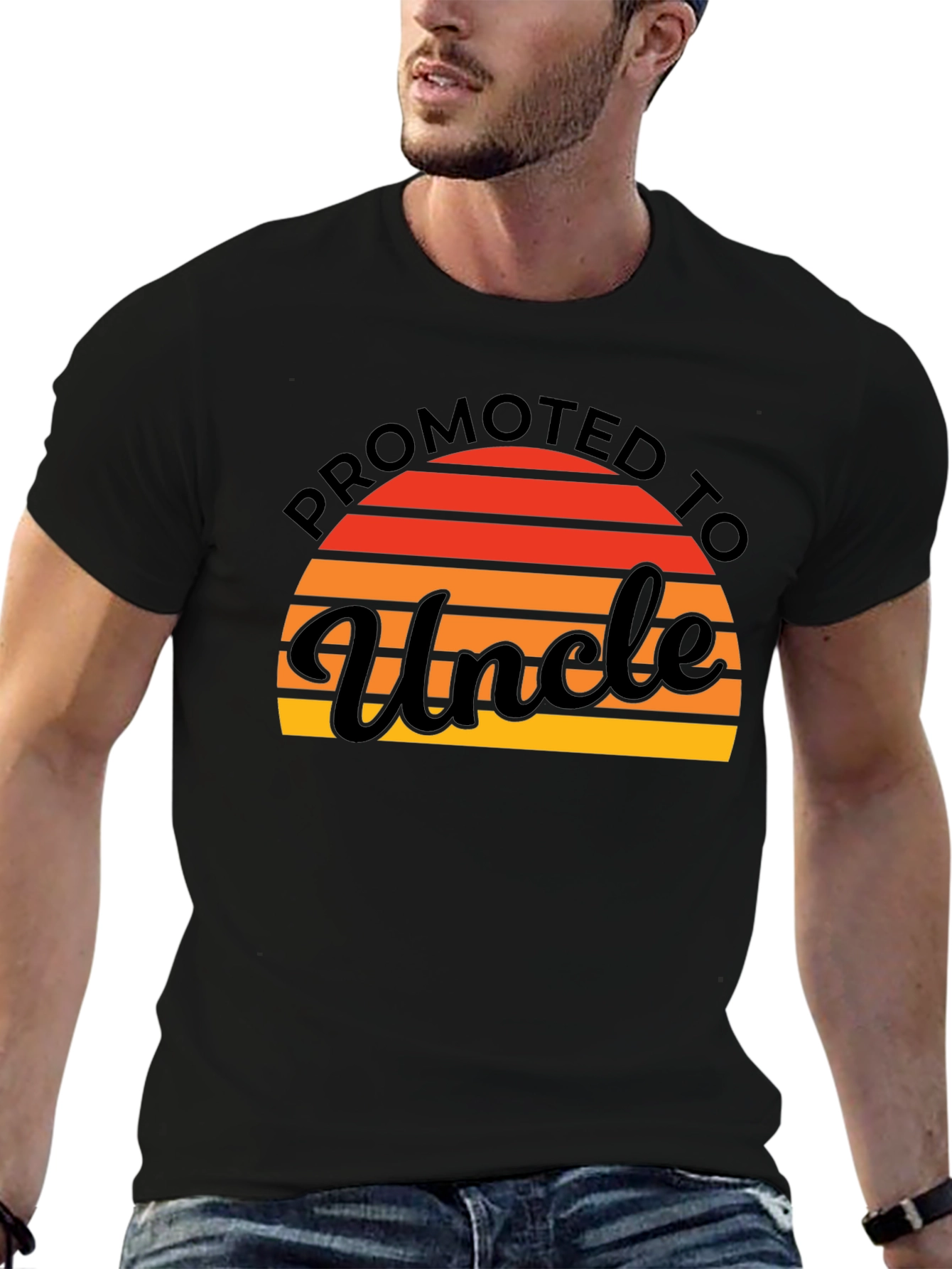Promoted to Uncle Graphic Tee - Black