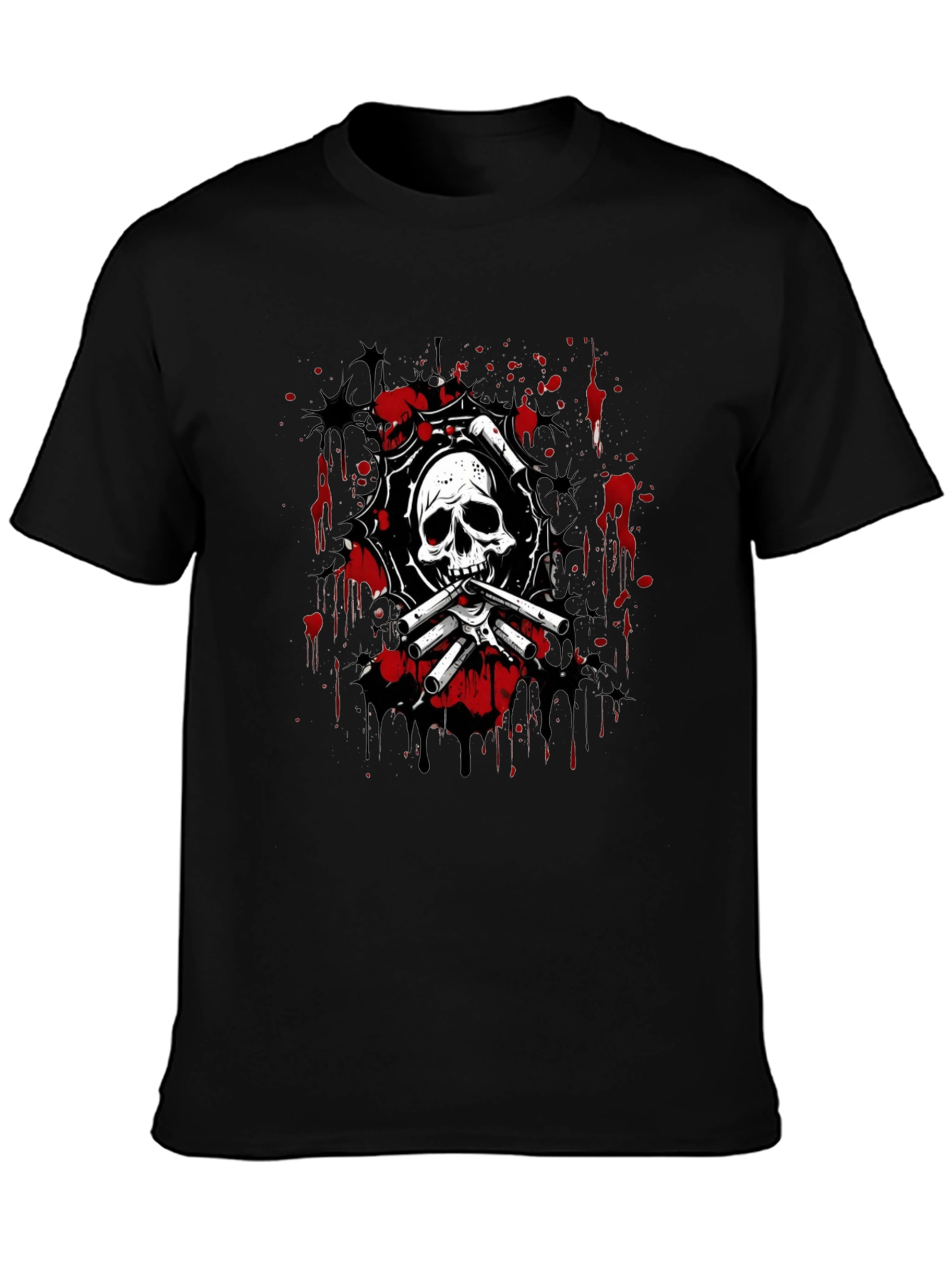Skull & Bones Graphic Print T-Shirt - Black