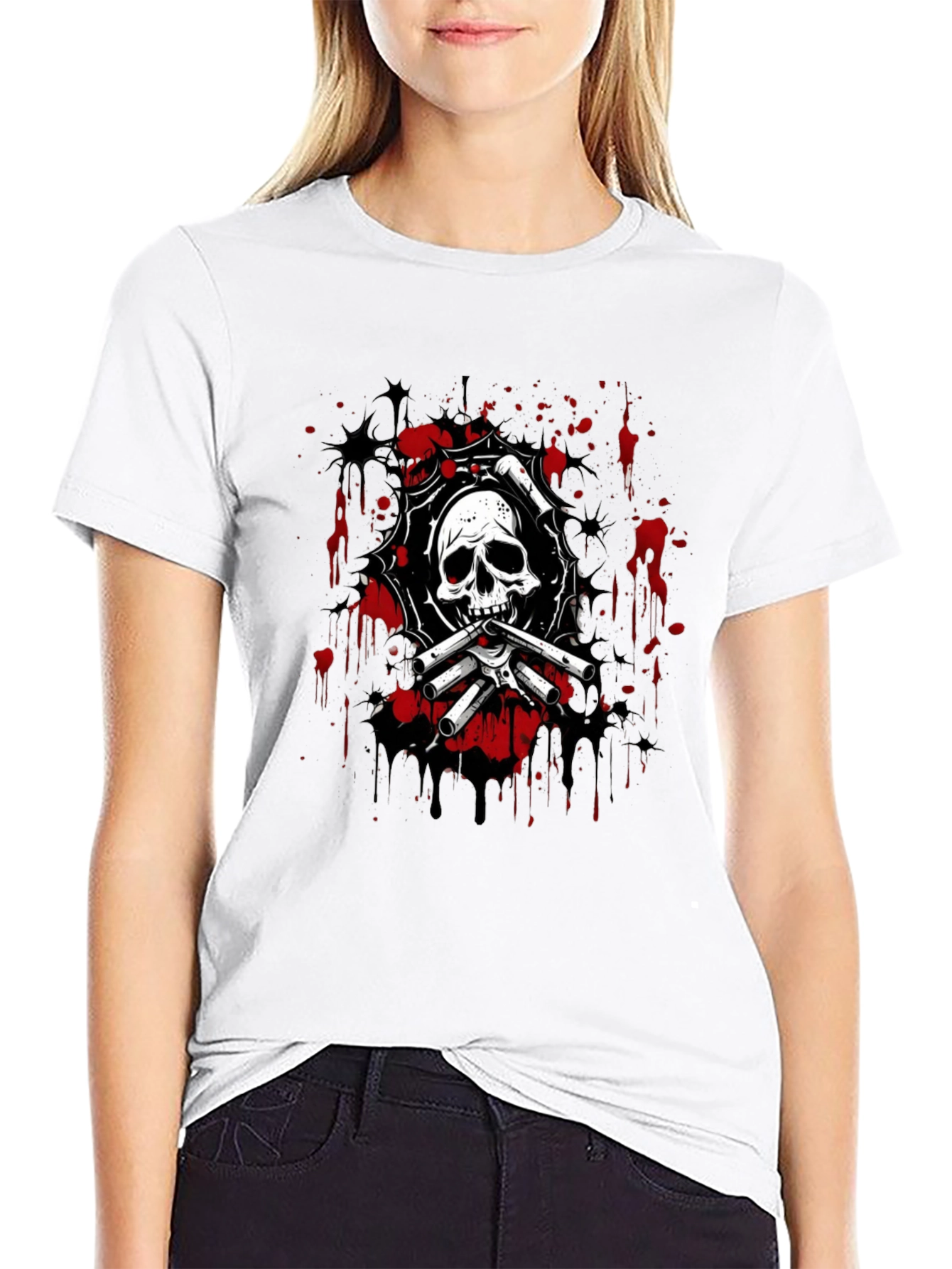 Skull & Bones Graphic Print T-Shirt - Black