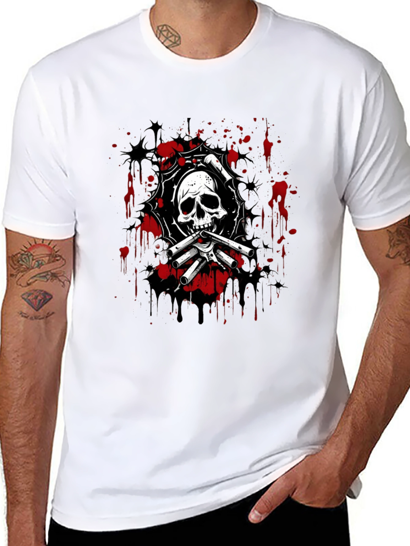 Skull & Bones Graphic Print T-Shirt - Black