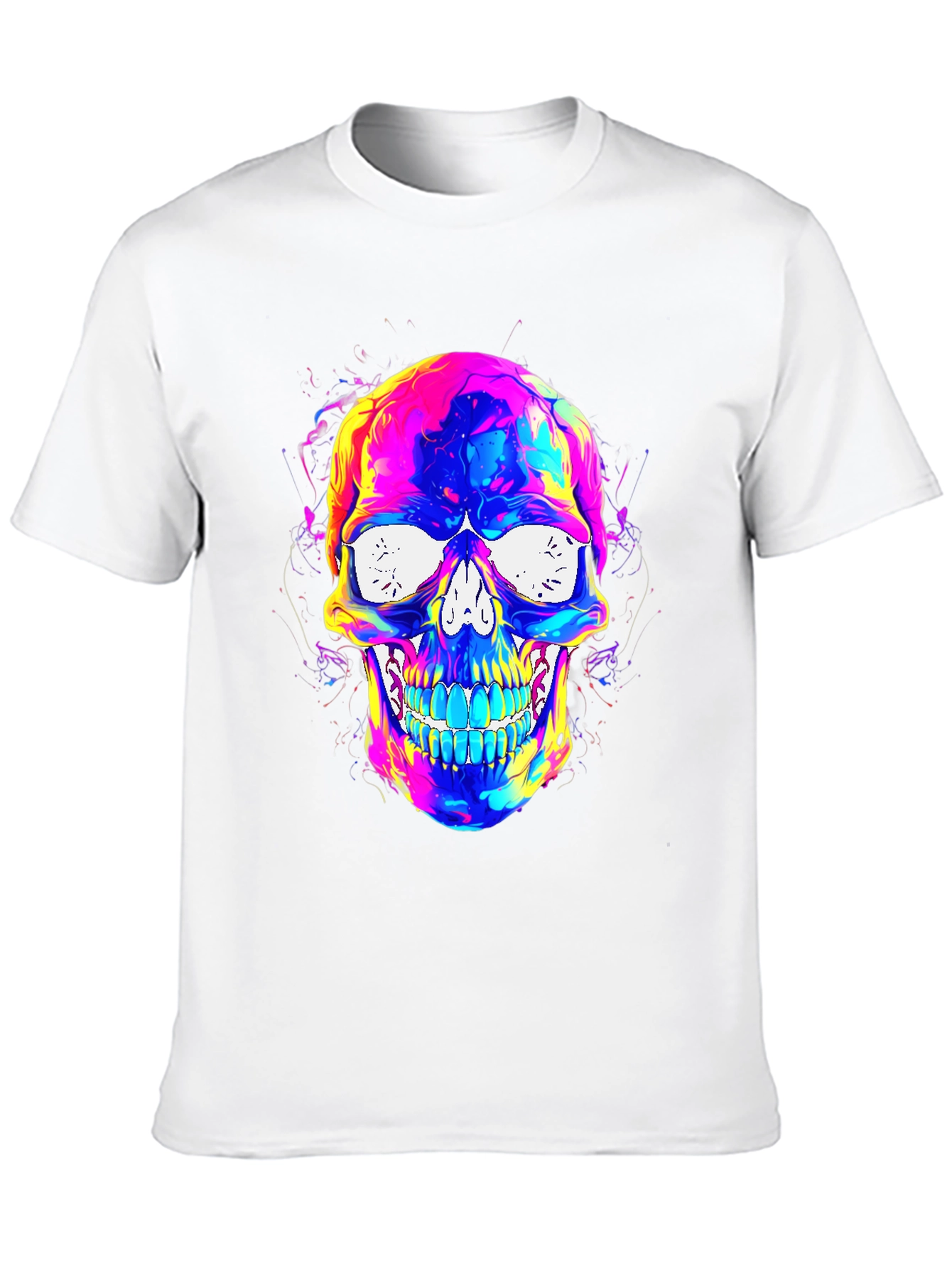 Vibrant Skull Graphic Tee - Mens Black T-Shirt