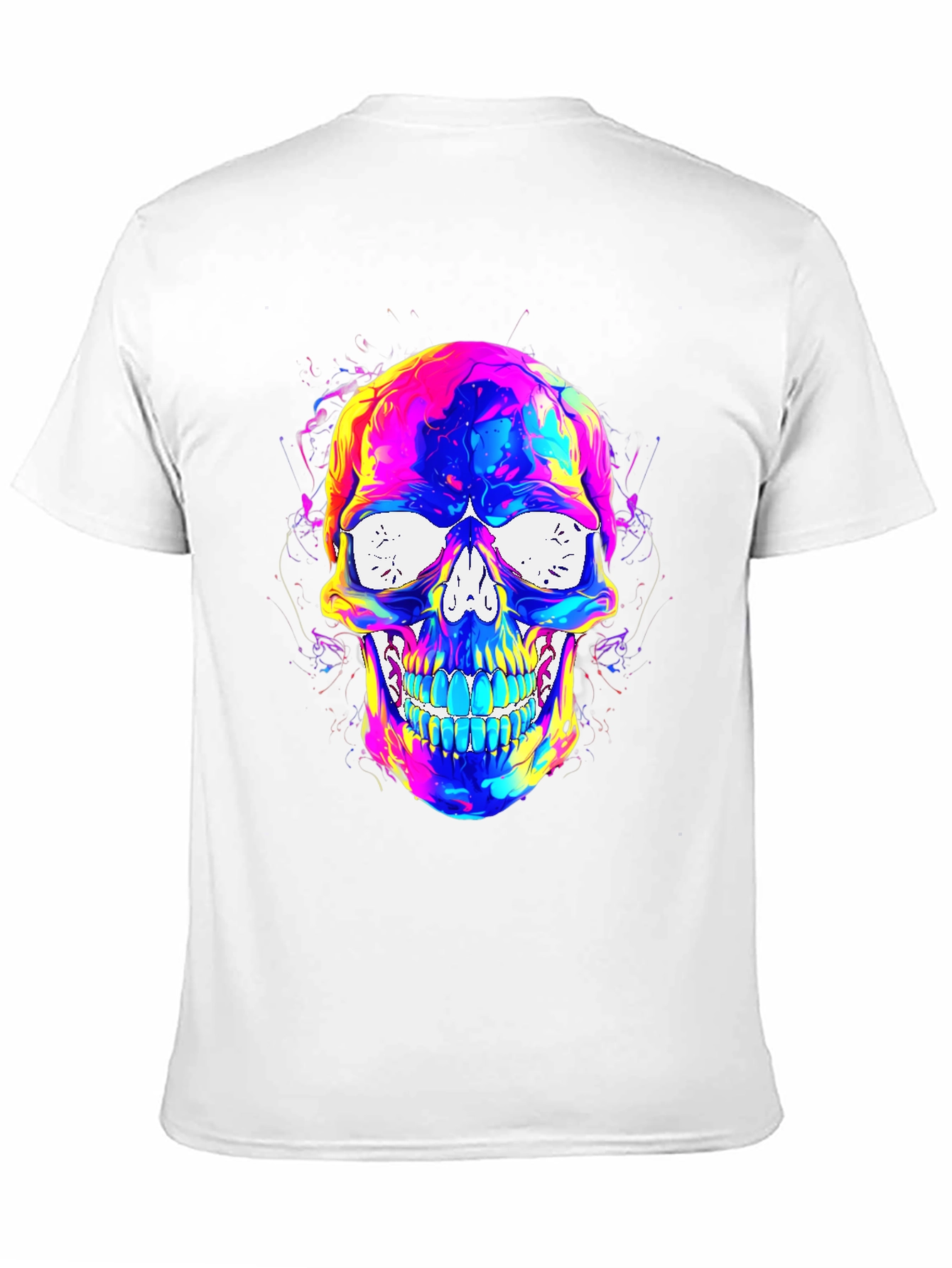 Vibrant Skull Graphic Tee - Mens Black T-Shirt