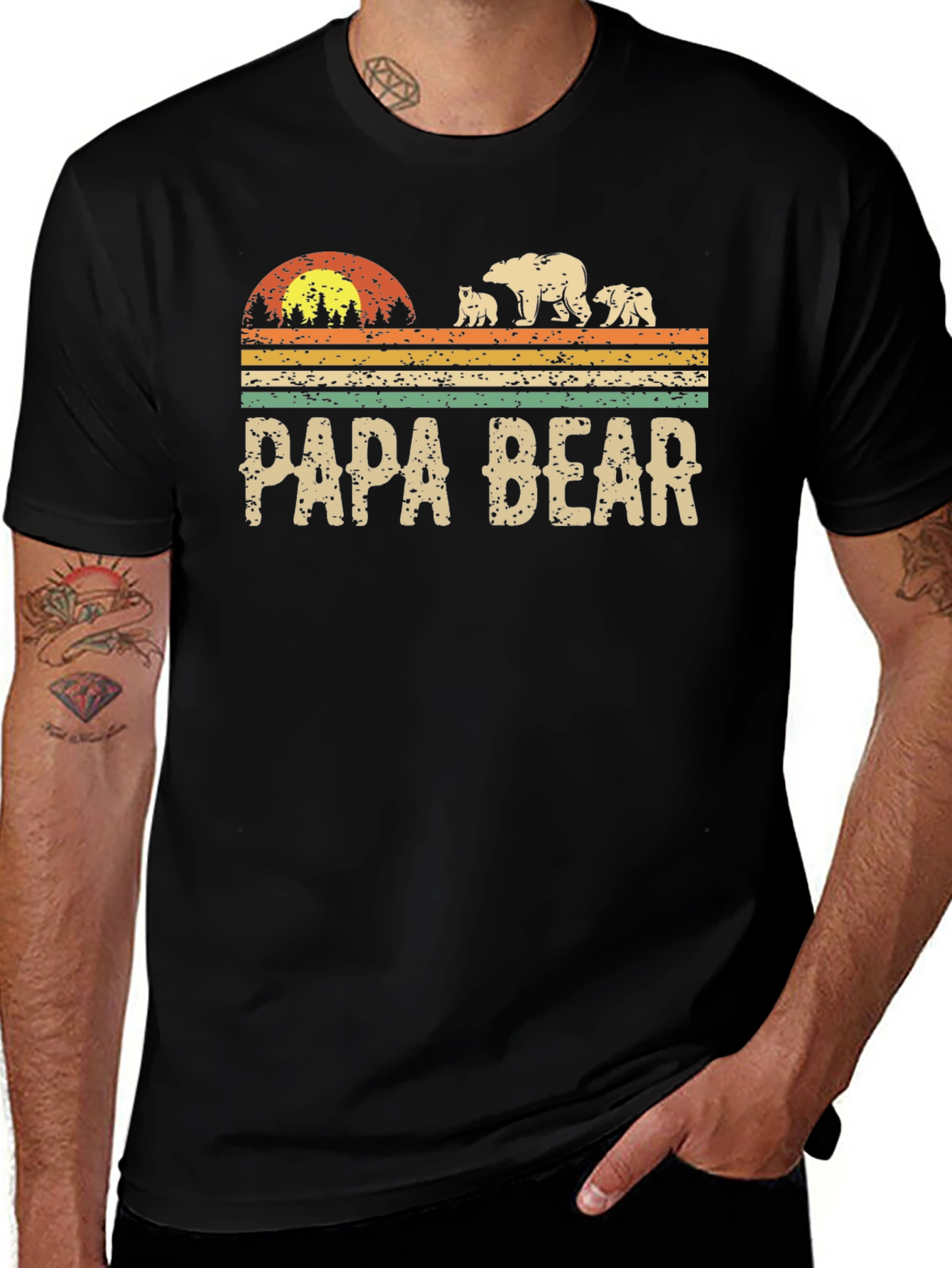 Papa Bear Graphic T-Shirt - Family Matching Tee