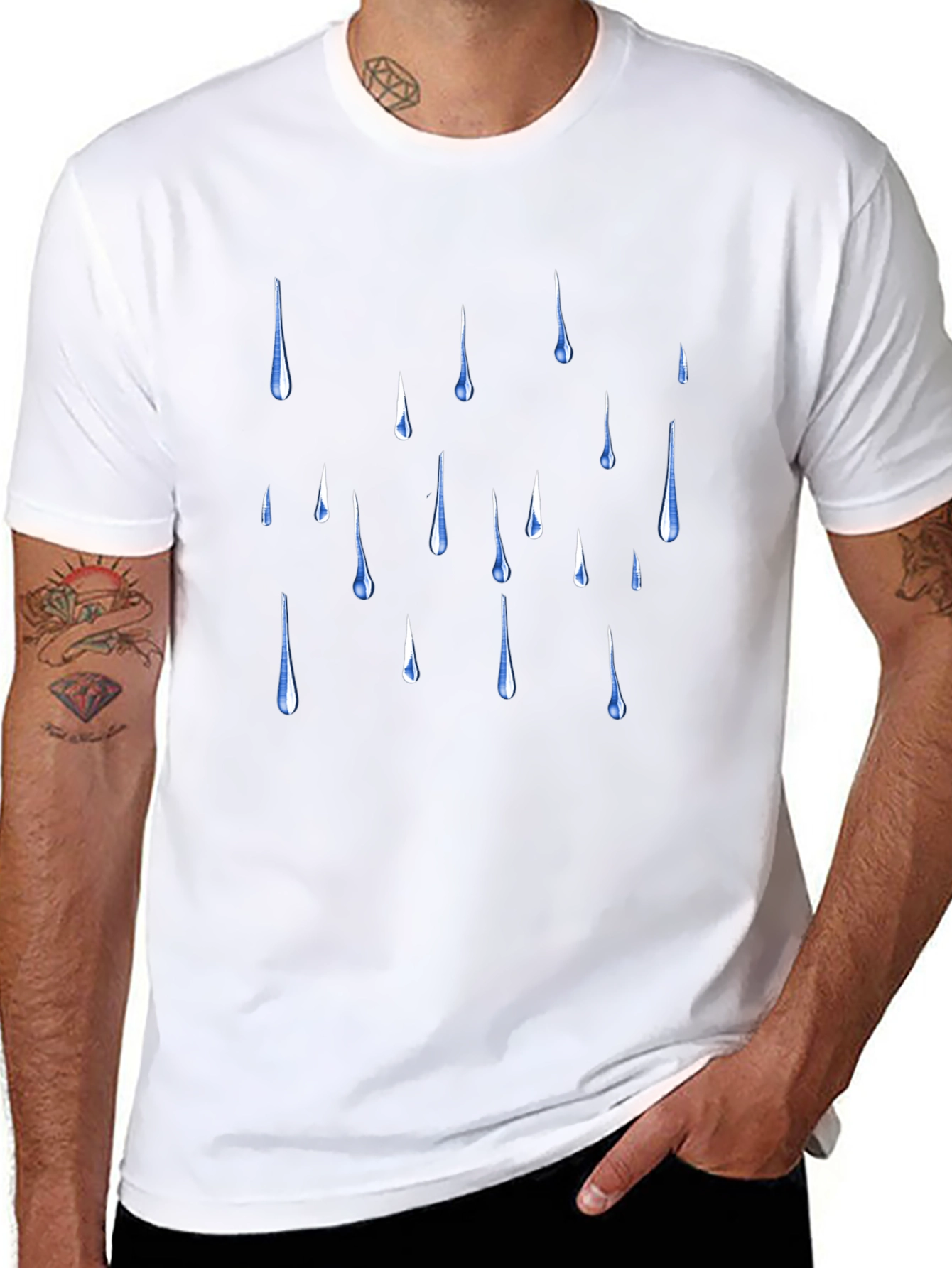 Rain Drop Graphic Black T-Shirt