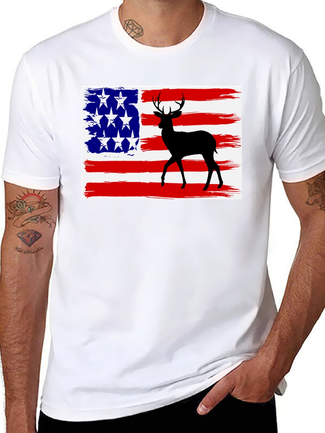 Deer American Flag Graphic Tee