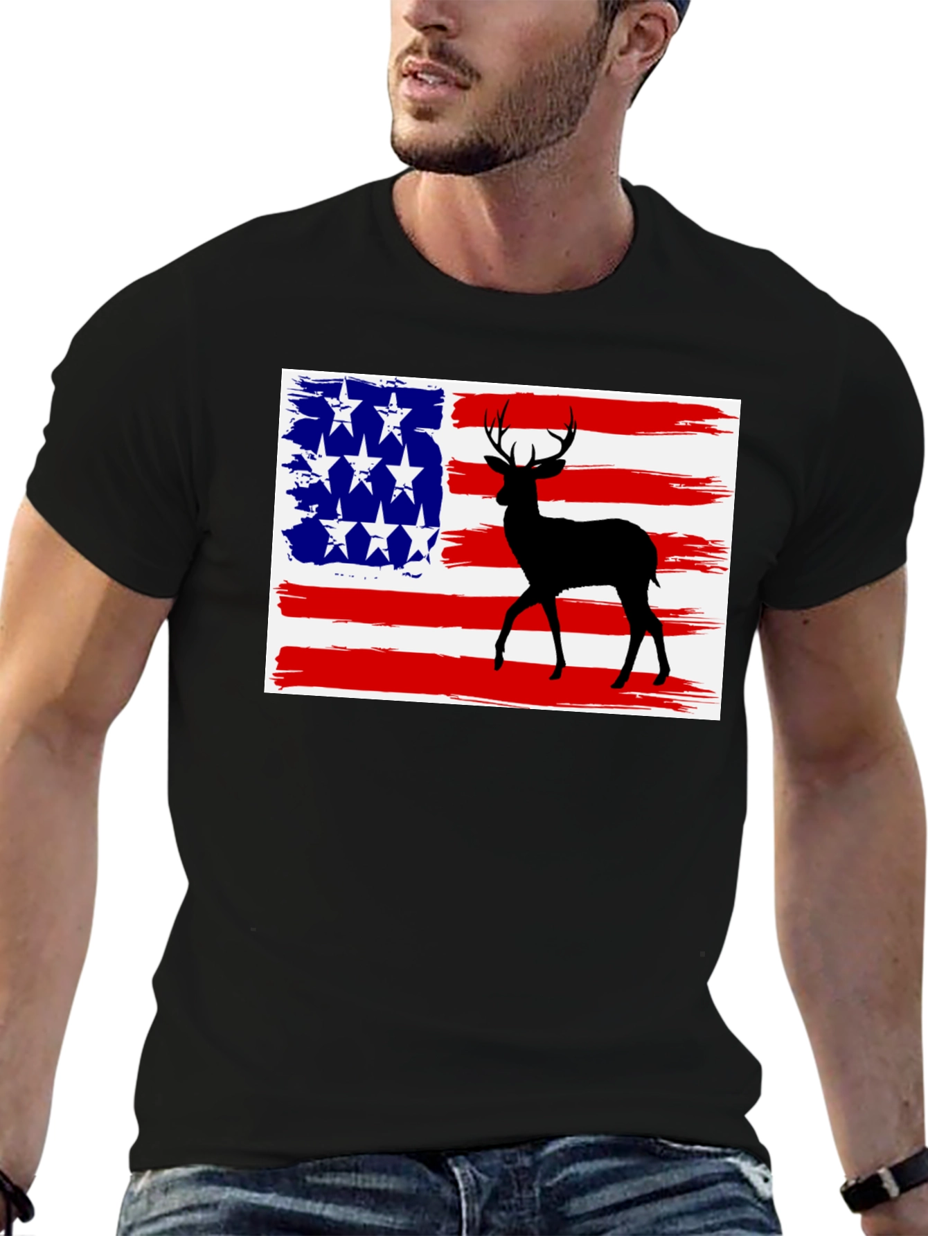 Deer American Flag Graphic Tee