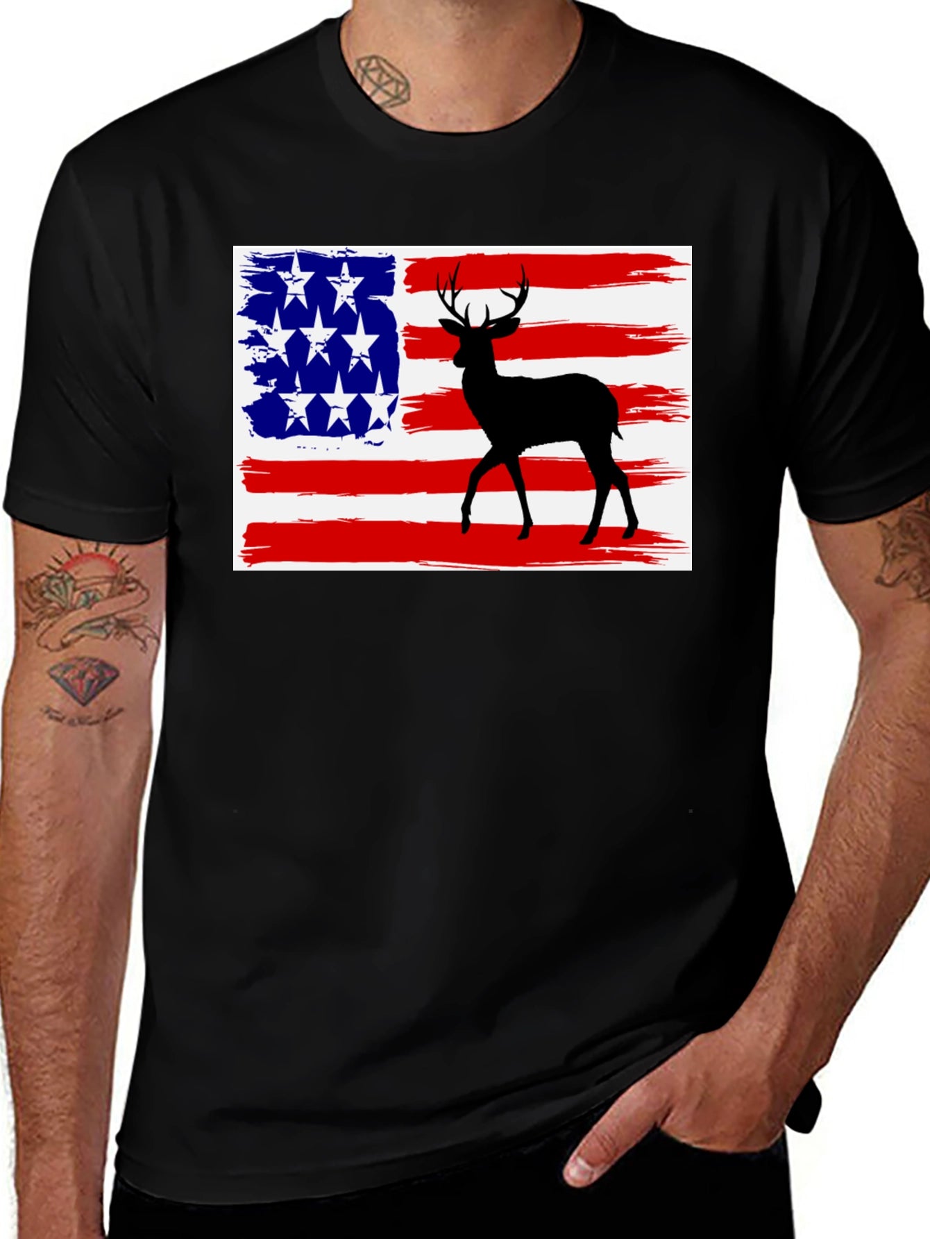 Deer American Flag Graphic Tee